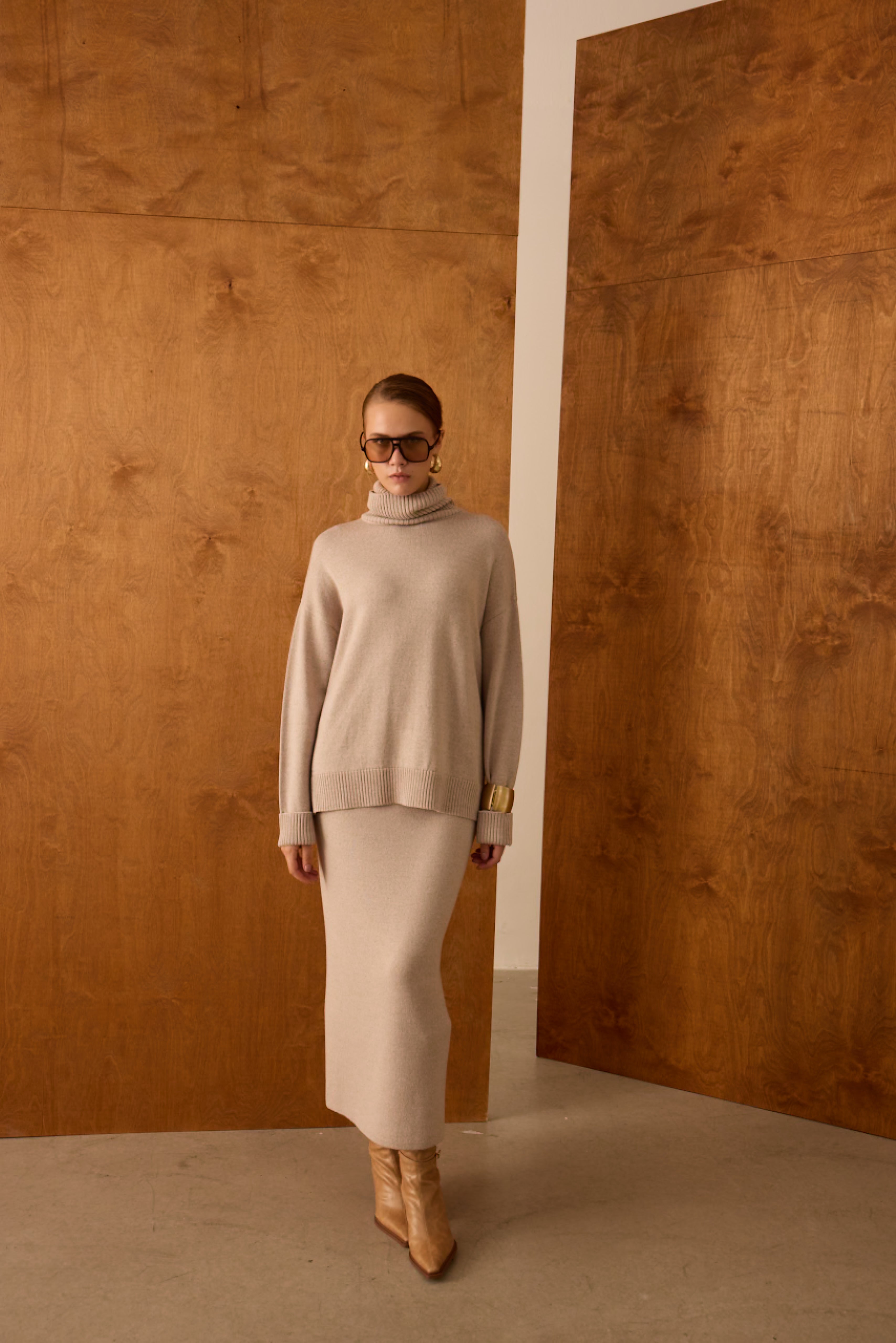 Diagonal-Bej Triko Etek-Etek-6-Milagron.com