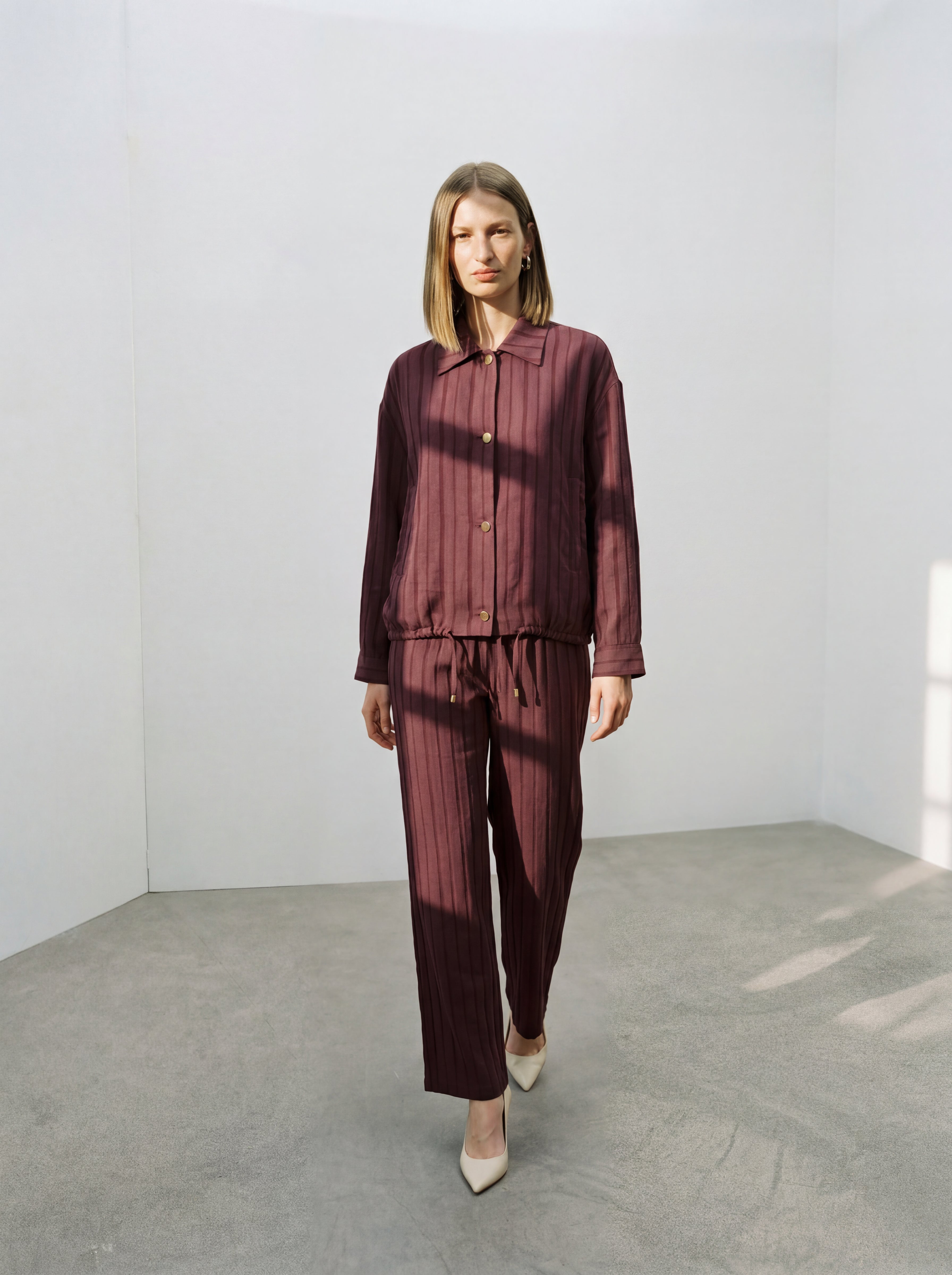 Beli Ayarlanabilir Geniş Paça Pantolon Bordo