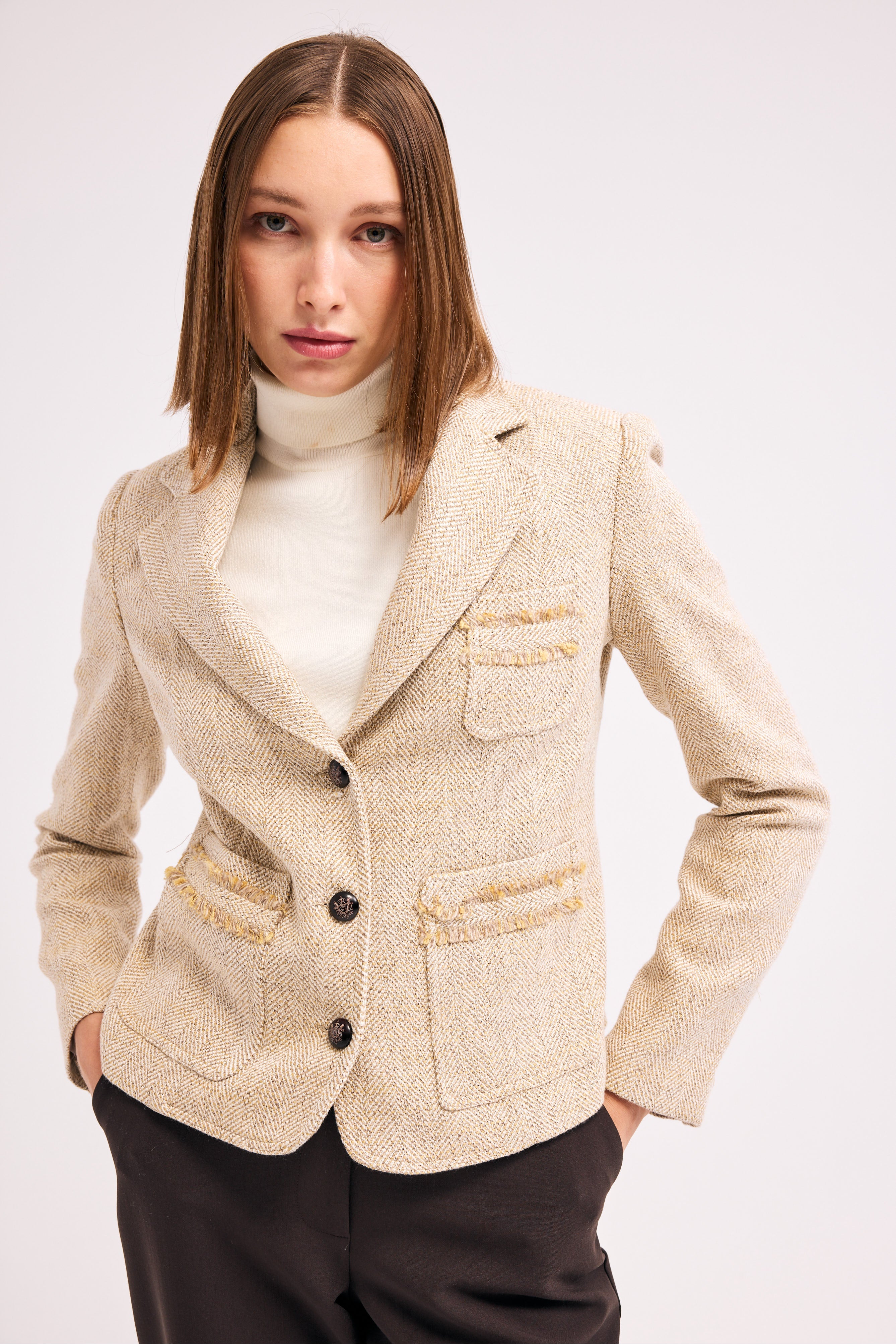 Diagonal-Blazer Bej Ceket-Ceket-2-Milagron.com