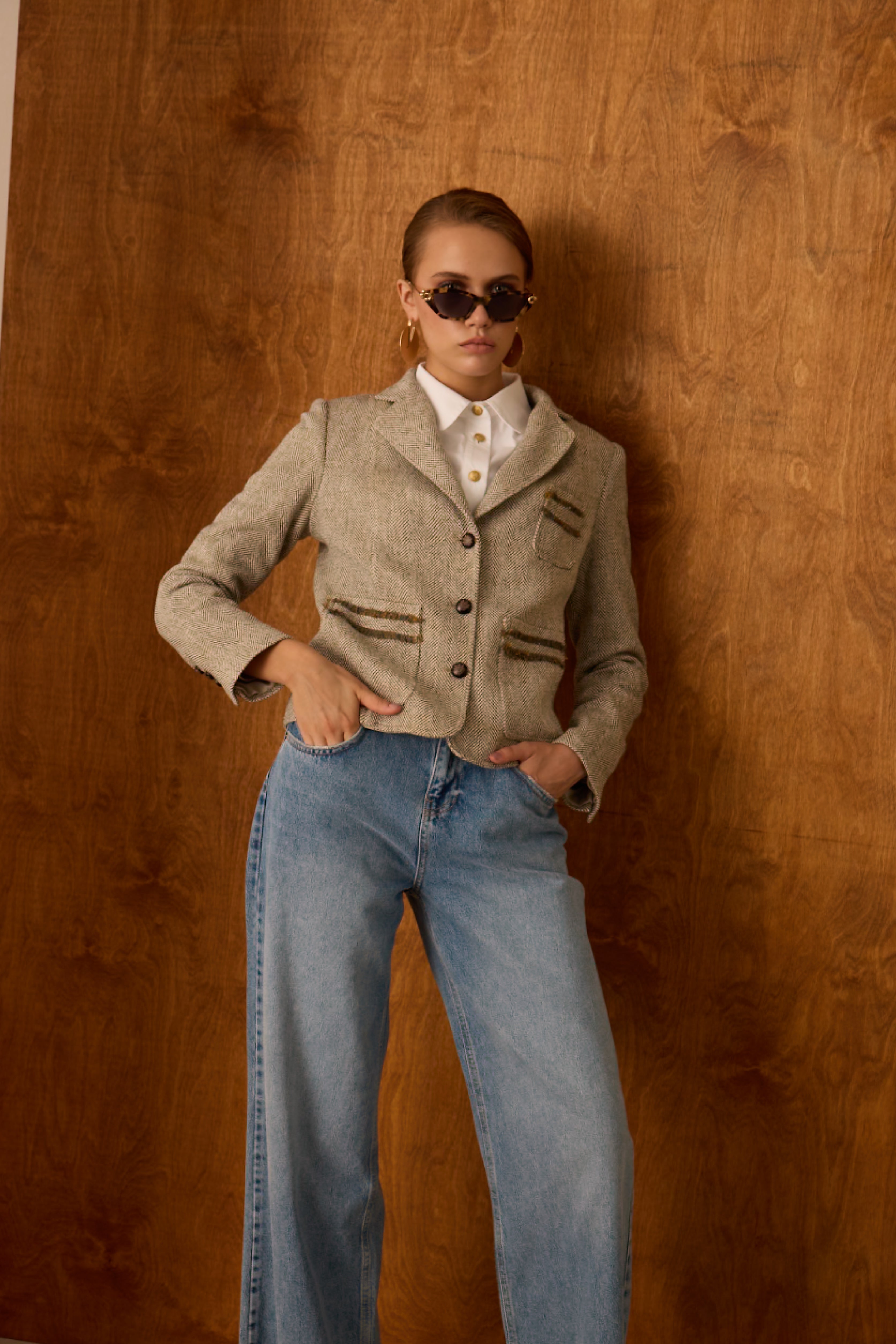 Diagonal-Blazer Kahverengi Ceket-Ceket-5-Milagron.com