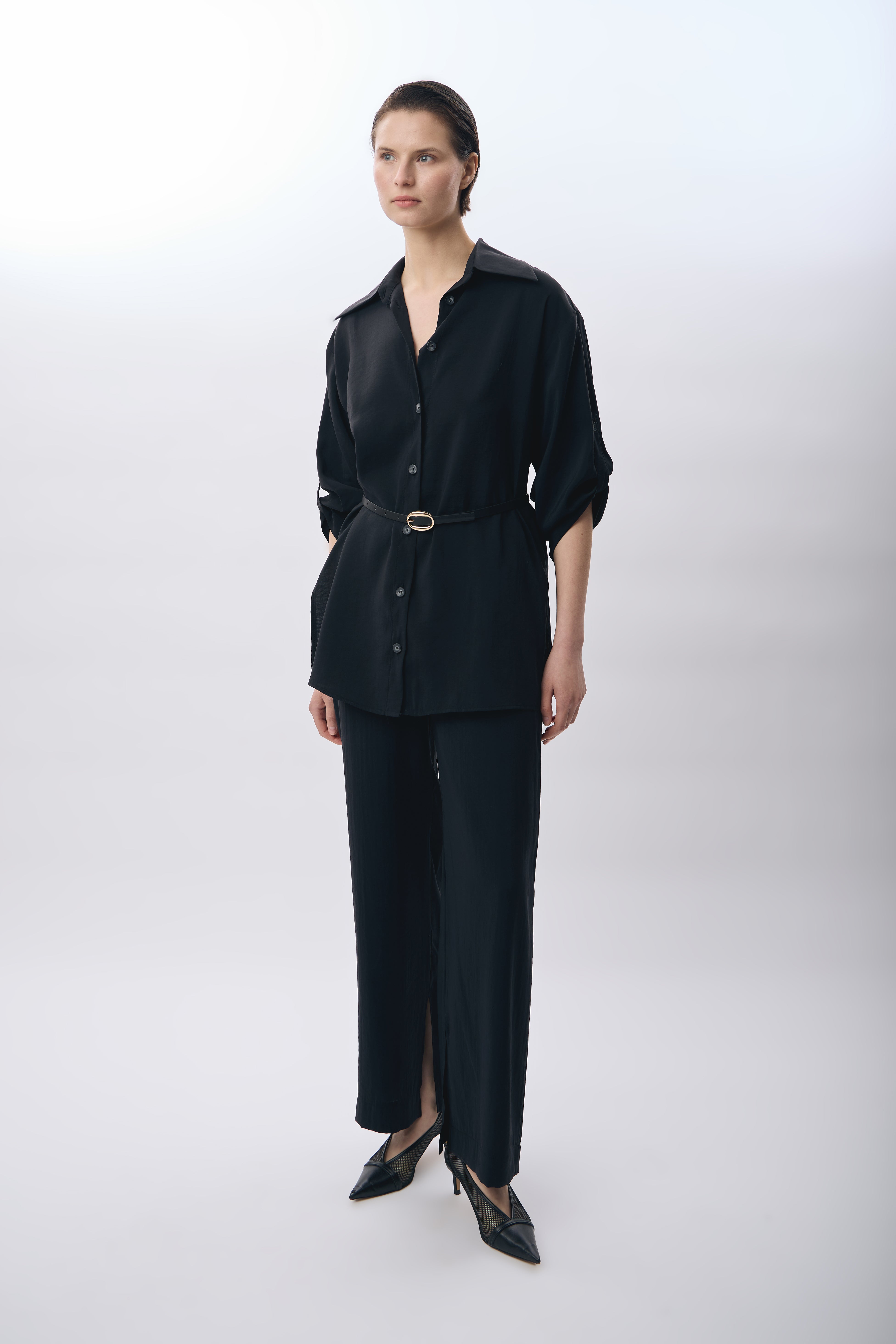 Diagonal-Bol Kesim Pantolon (Siyah)-TAKIM-3-Milagron.com