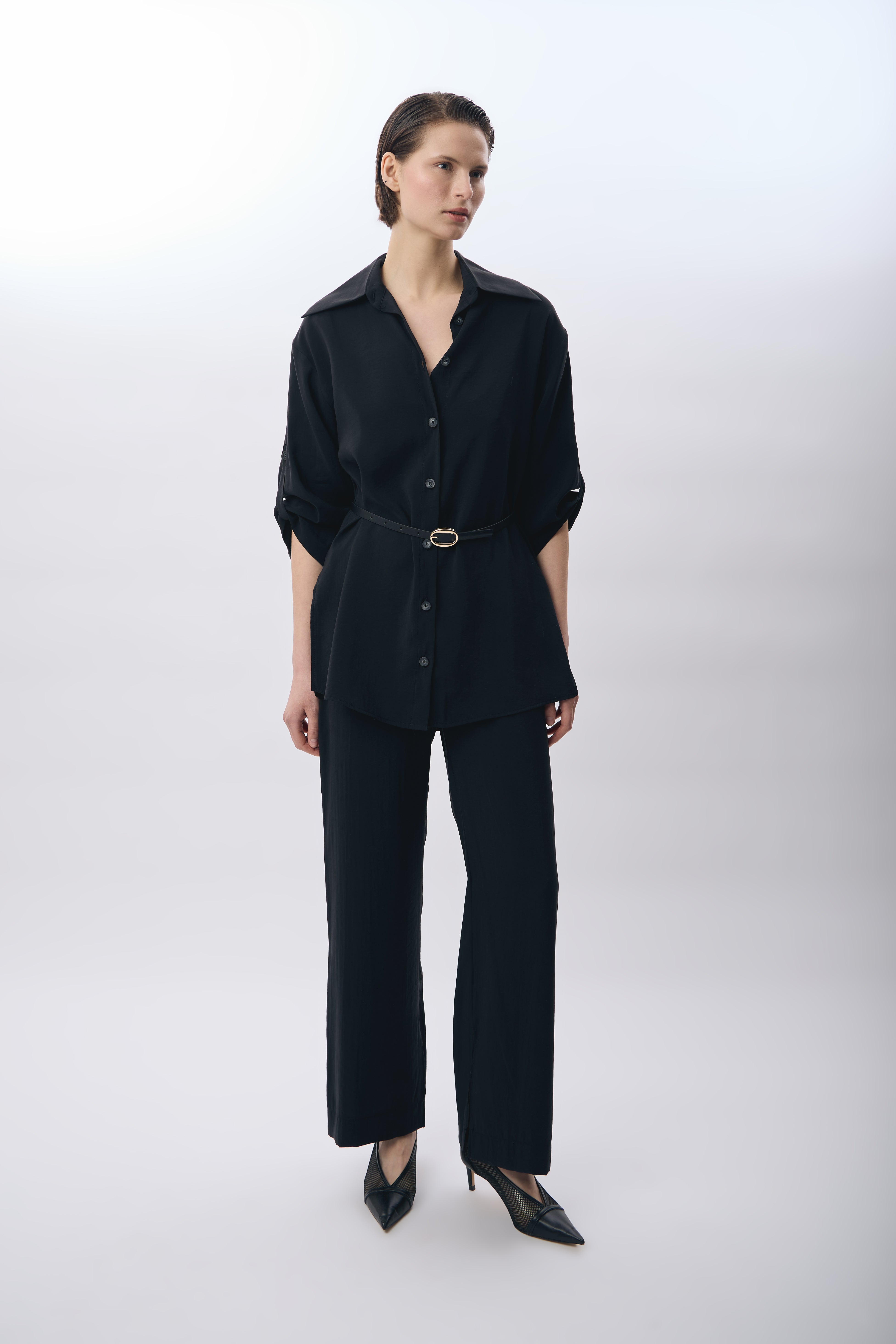 Diagonal-Bol Kesim Pantolon (Siyah)-TAKIM-4-Milagron.com