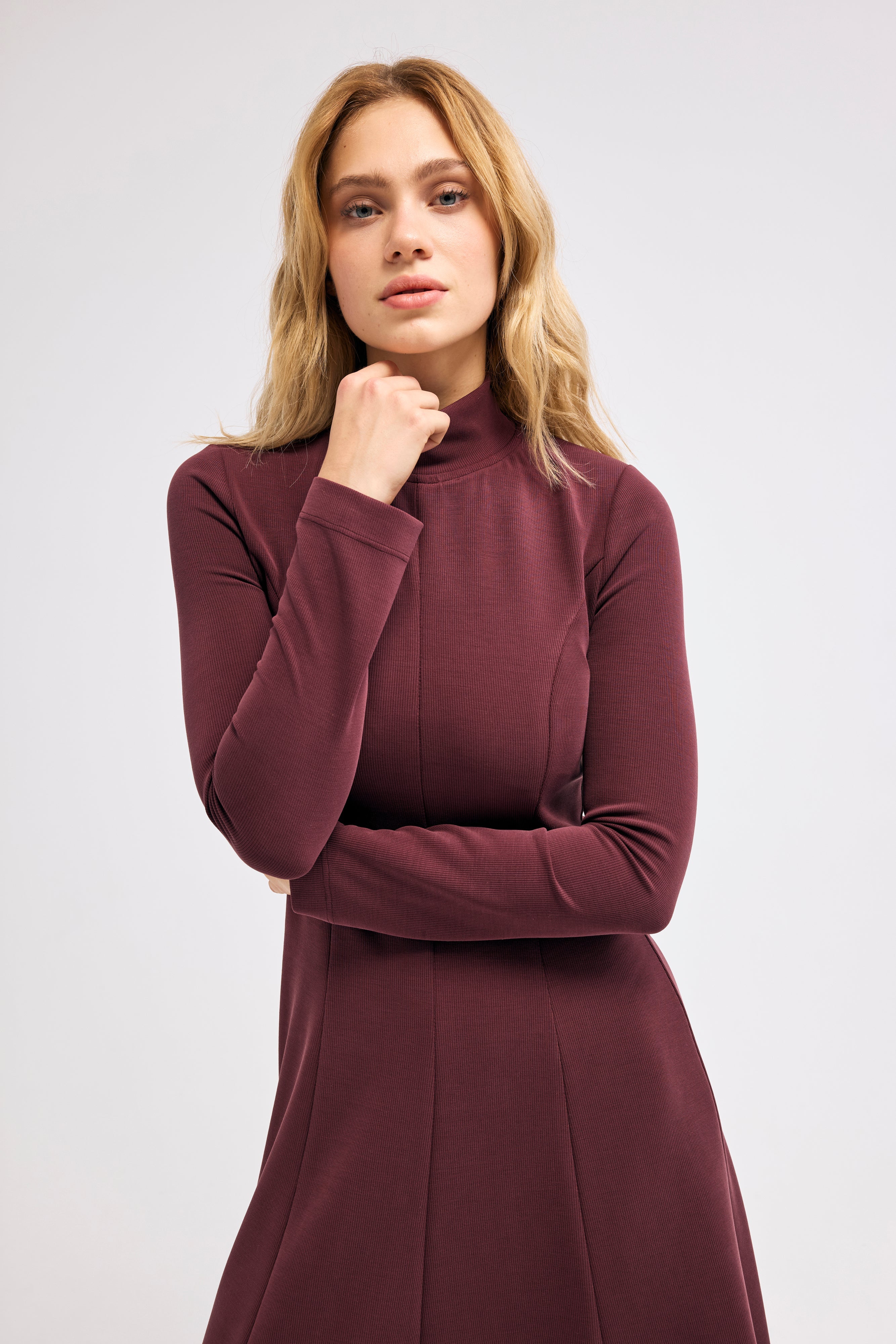 Diagonal-Bordo Elbise-Elbise-2-Milagron.com