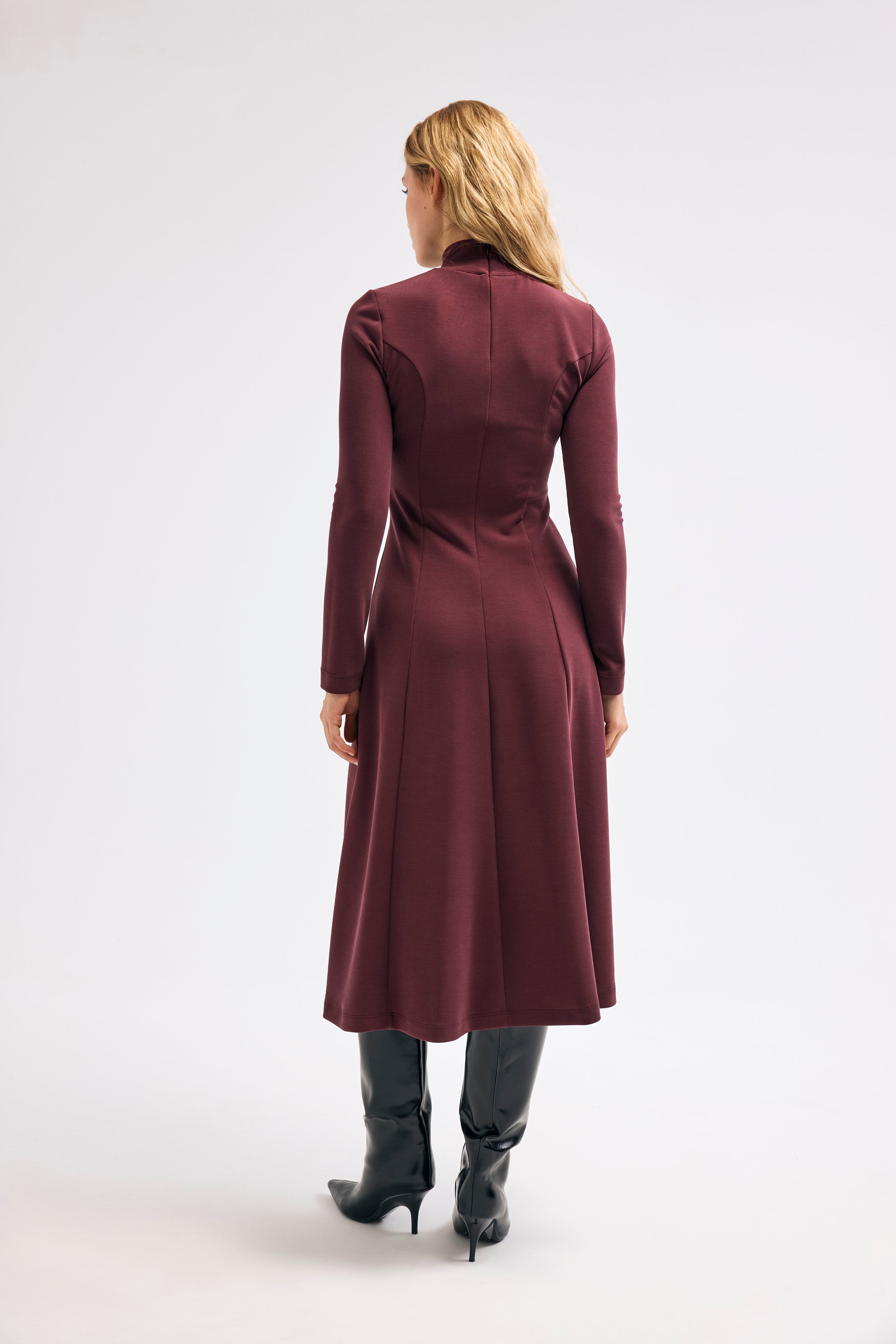 Diagonal-Bordo Elbise-Elbise-3-Milagron.com