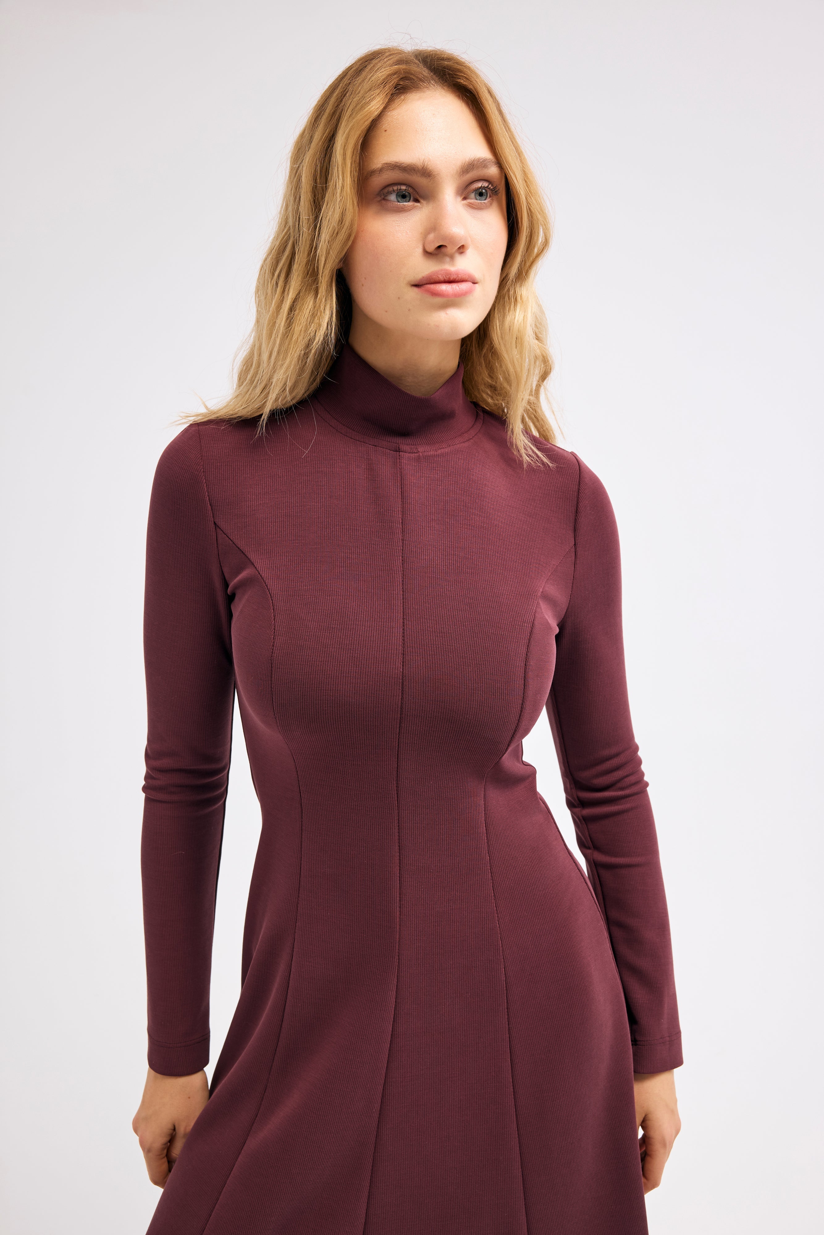 Diagonal-Bordo Elbise-Elbise-5-Milagron.com