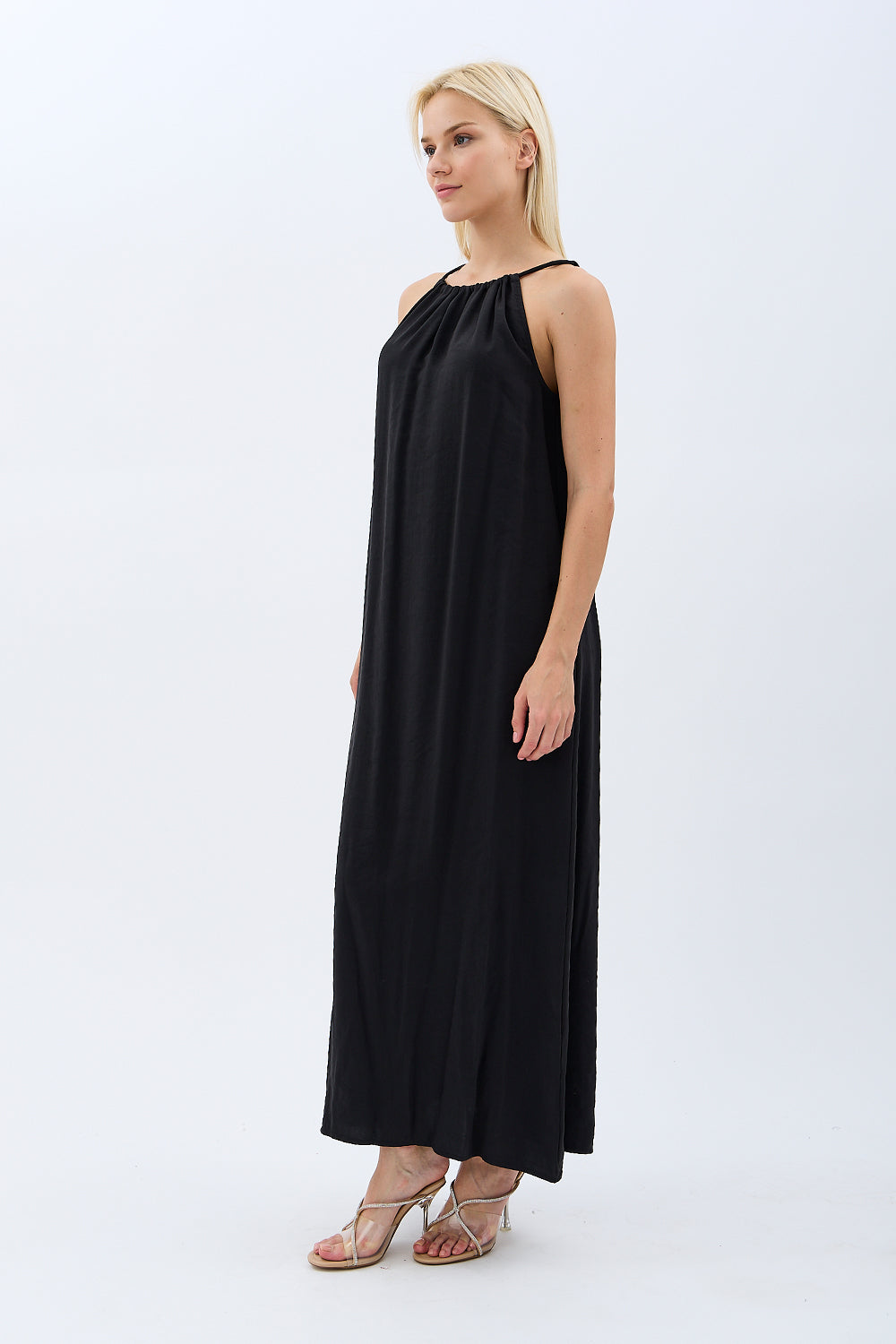 Diagonal-Boyundan Bağlamalı Maxi Elbise-Elbise-5-Milagron.com