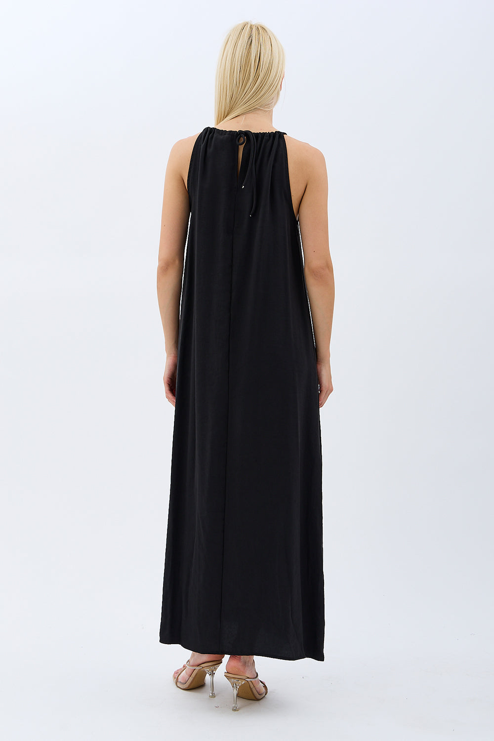 Diagonal-Boyundan Bağlamalı Maxi Elbise-Elbise-7-Milagron.com