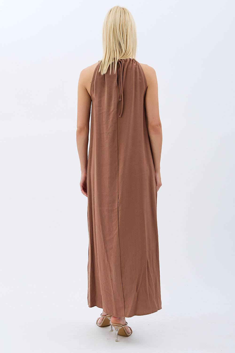 Diagonal-Boyundan Bağlamalı Maxi Elbise-Elbise-9-Milagron.com