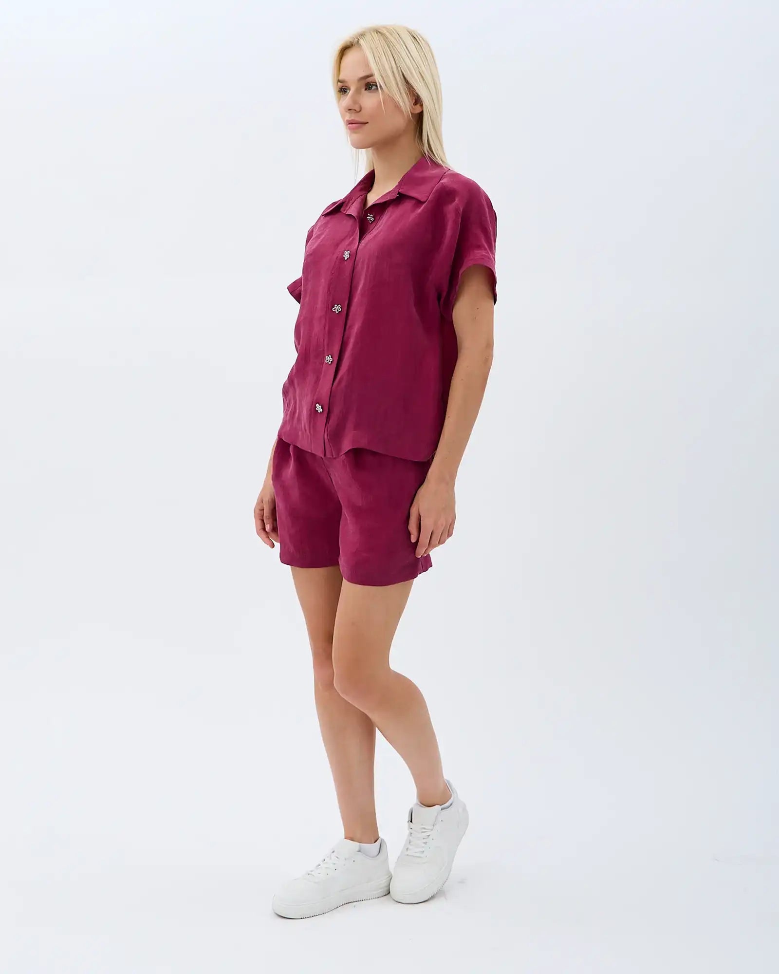 Cepli Düz Kesim Şort (Bordo)
