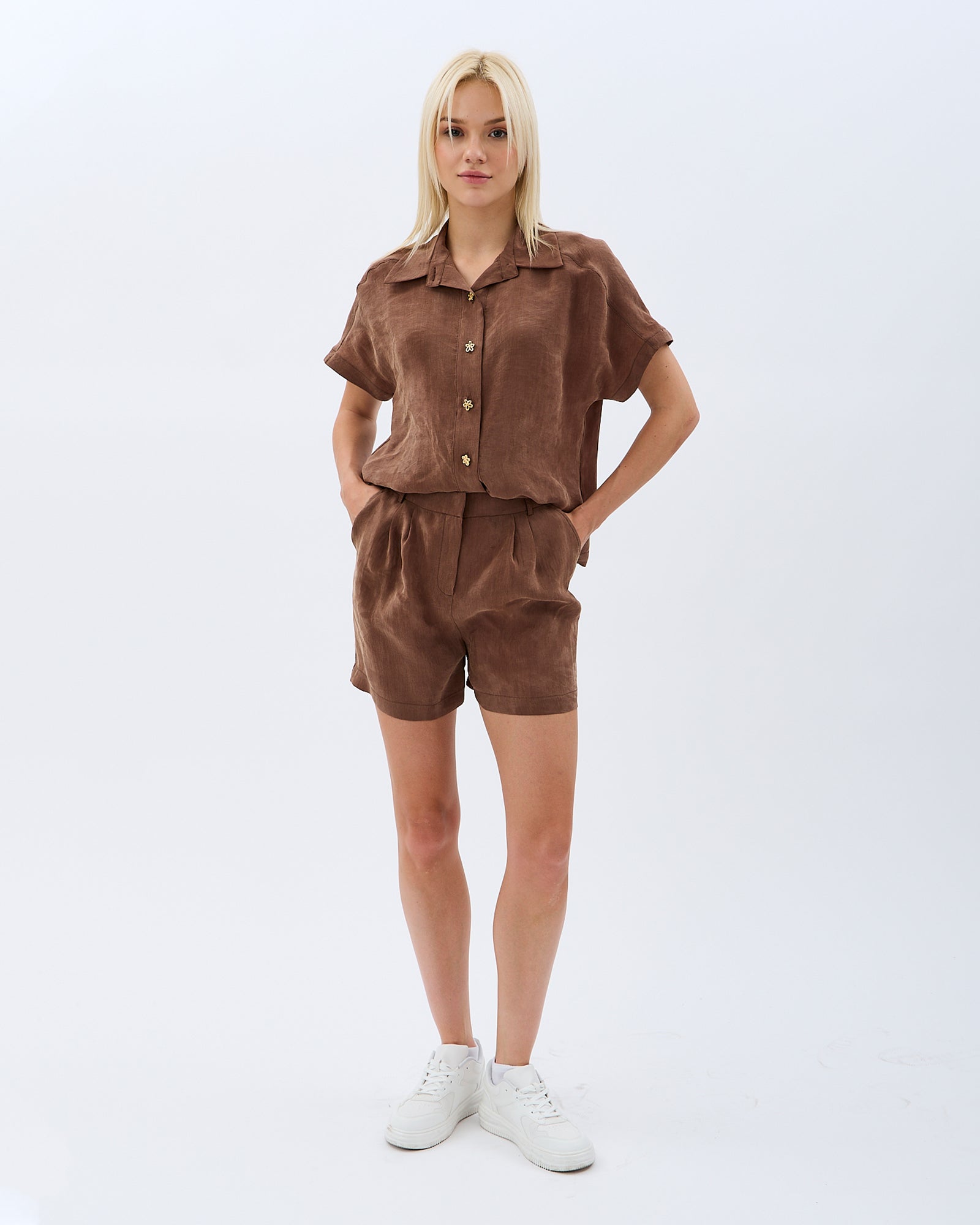 Diagonal-Cepli Düz Kesim Şort-Şort-3-Milagron.com