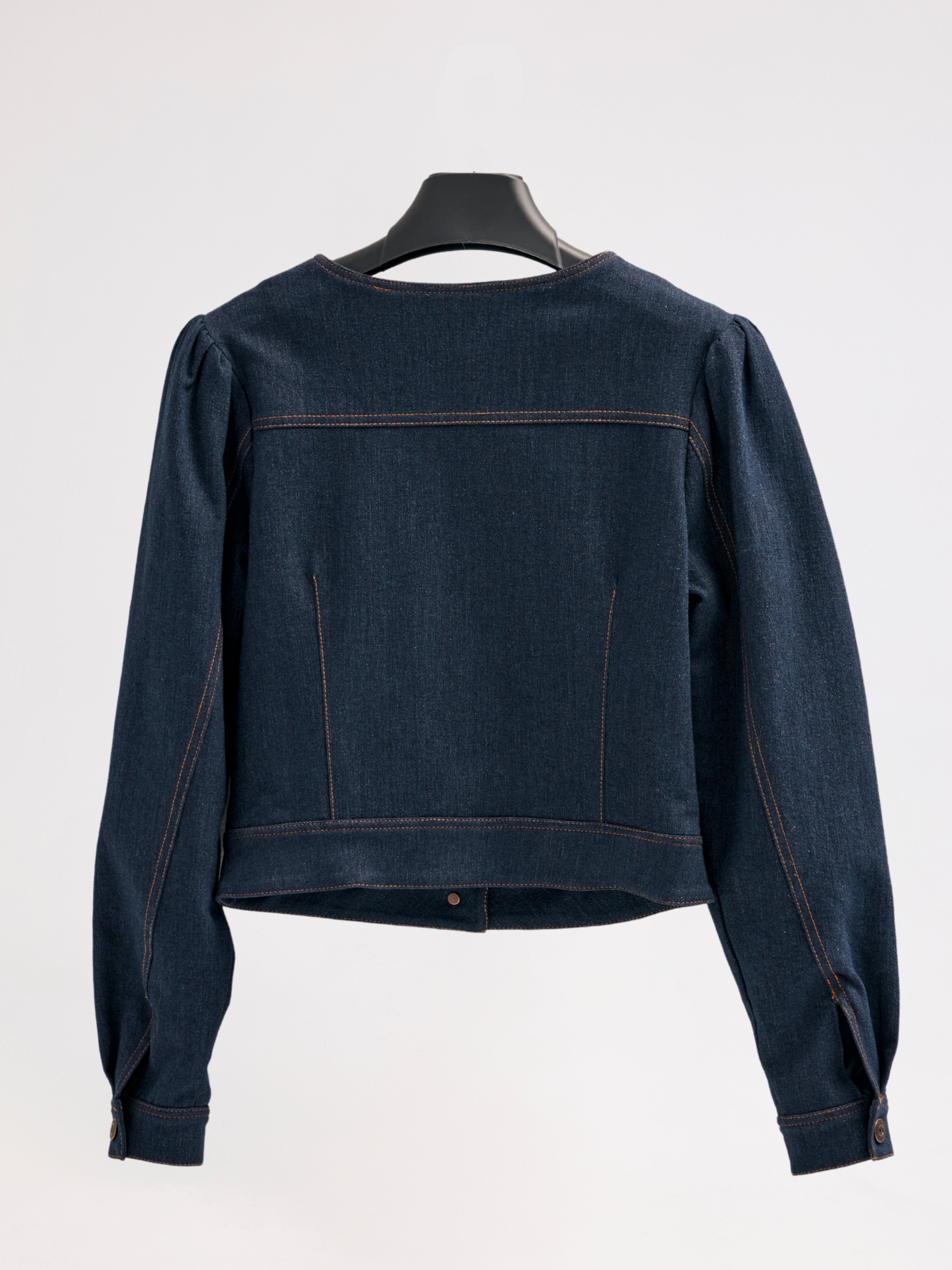 Diagonal-Denim Bomber Ceket (Lacivert)-CEKET-3-Milagron.com
