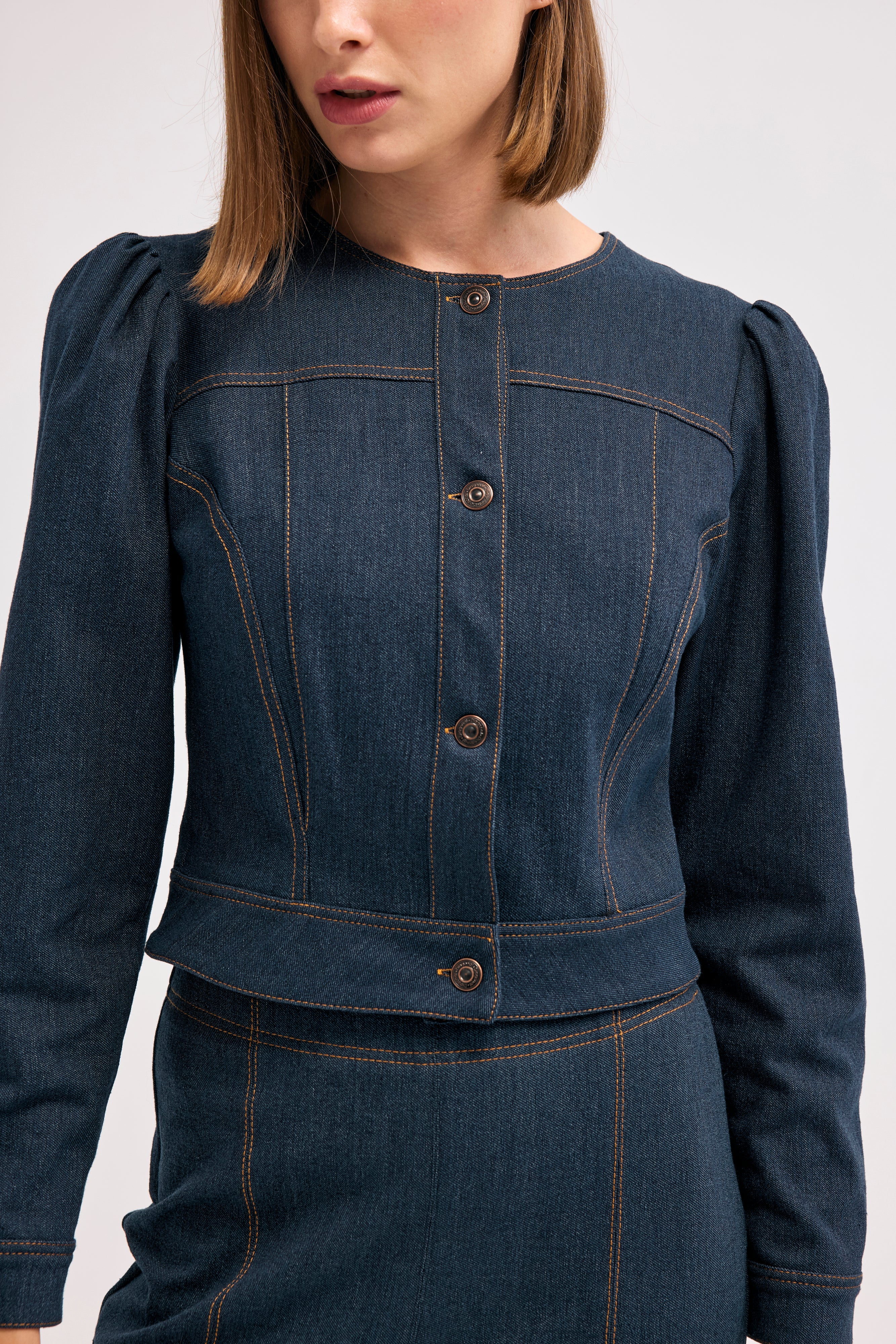 Diagonal-Denim Bomber Ceket (Lacivert)-CEKET-5-Milagron.com