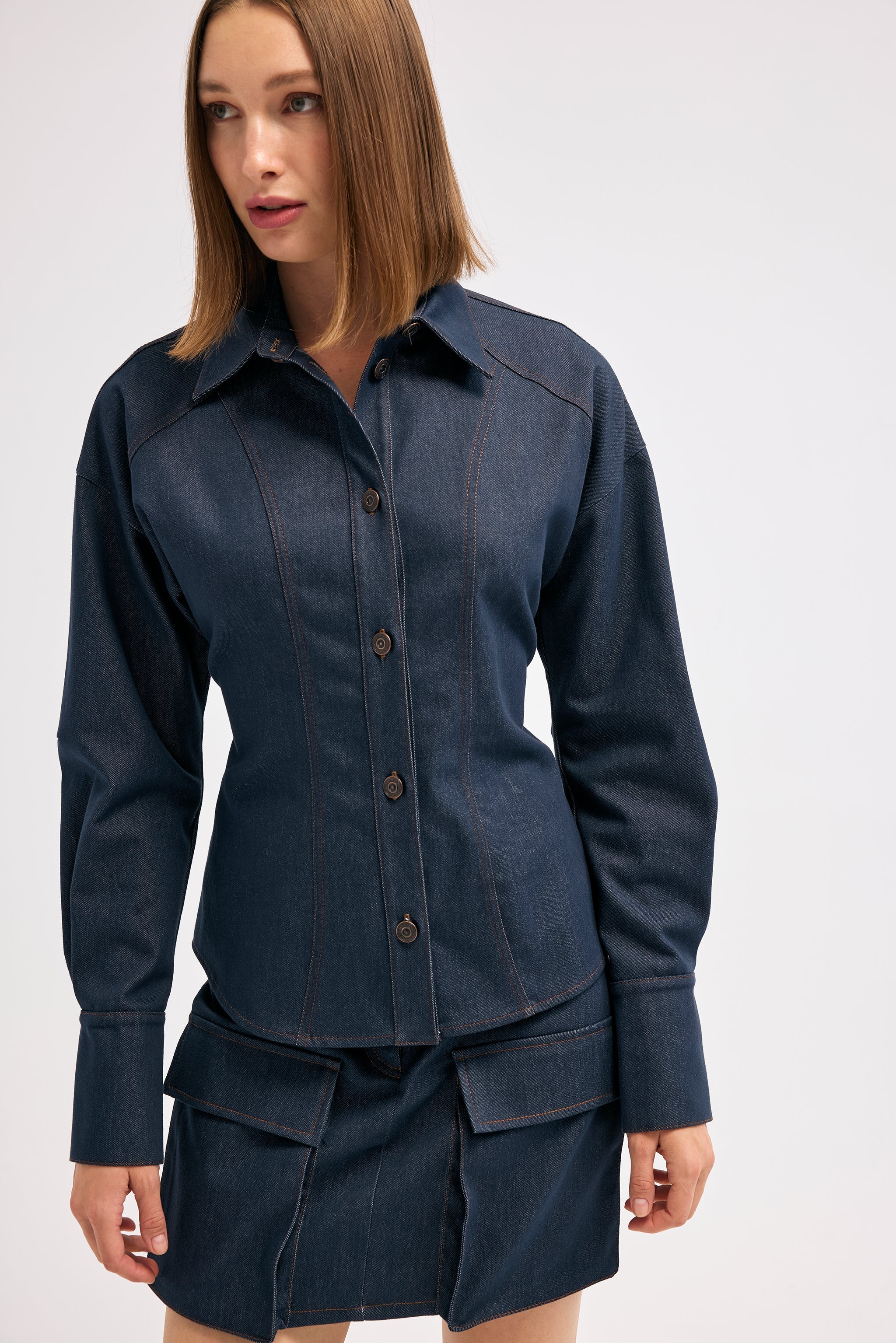 Diagonal-Denim Lacivert Gömlek-Gömlek-10-Milagron.com