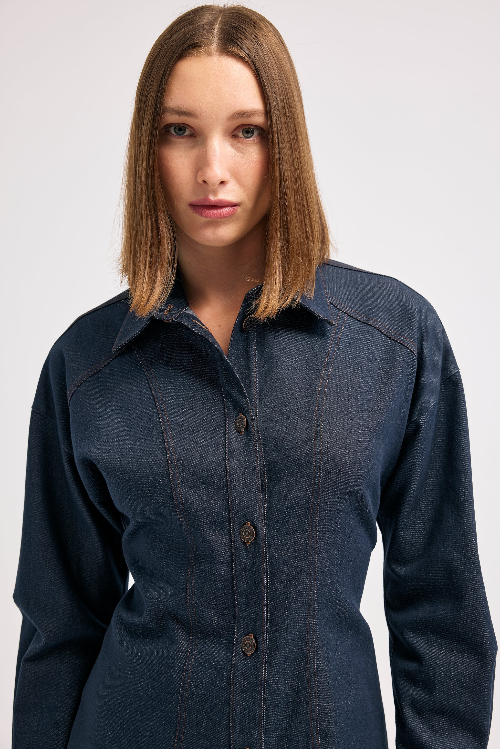 Diagonal-Denim Lacivert Gömlek-Gömlek-2-Milagron.com