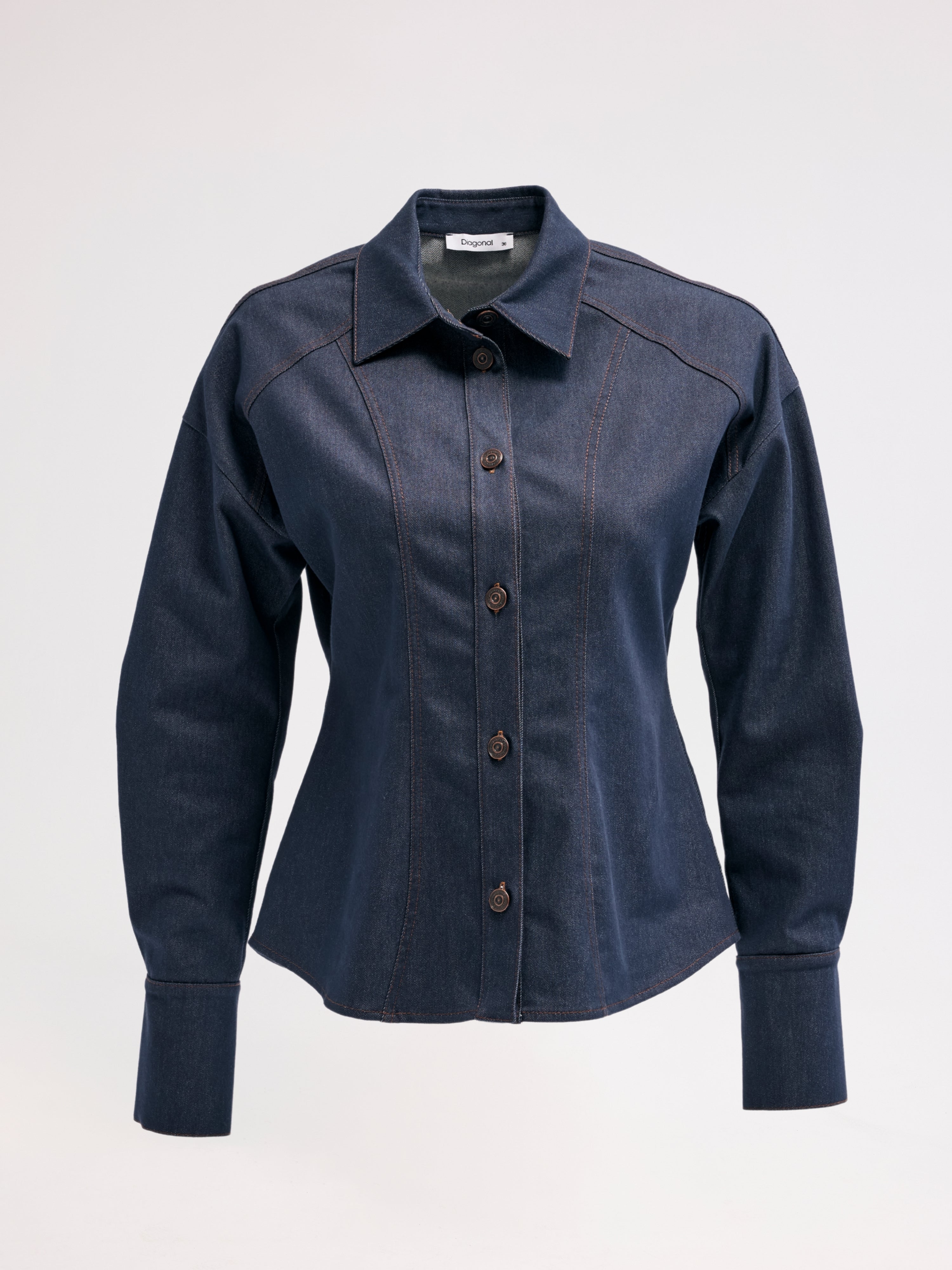 Diagonal-Denim Lacivert Gömlek-Gömlek-6-Milagron.com