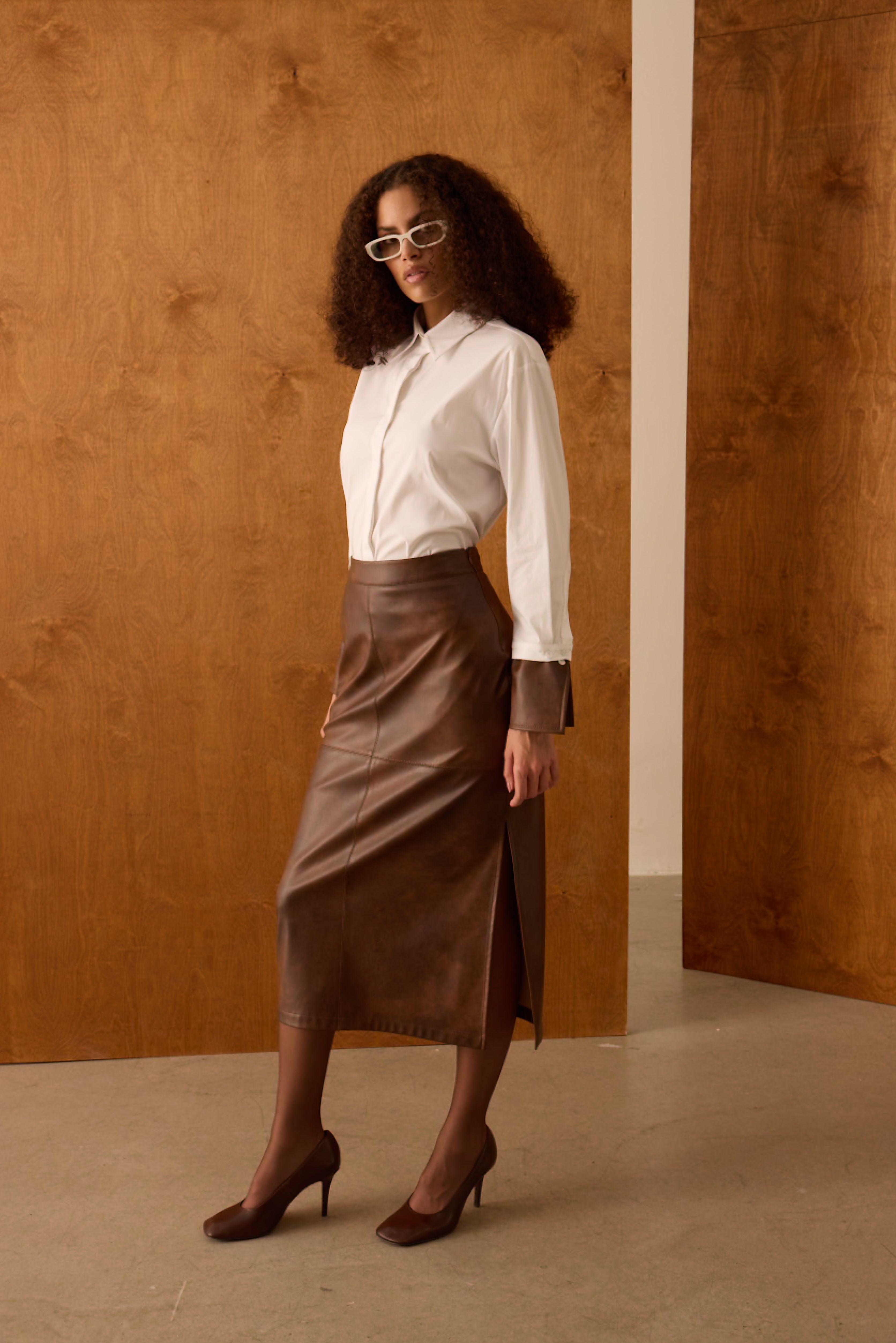 Diagonal-Deri Kalem Kahverengi Etek-Etek-1-Milagron.com