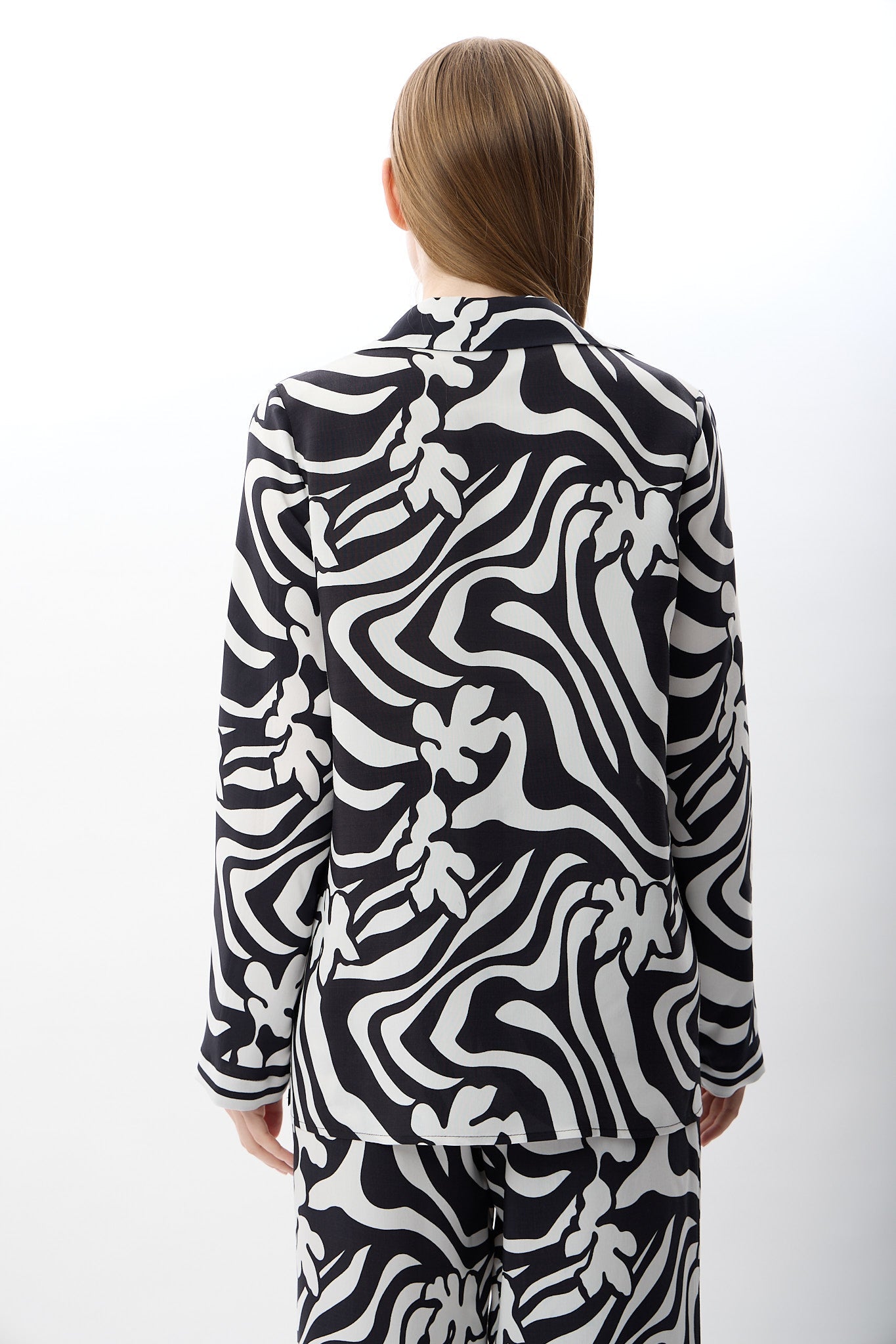 Diagonal-Desenli Oversize Kimono Gömlek-Gömlek-7-Milagron.com