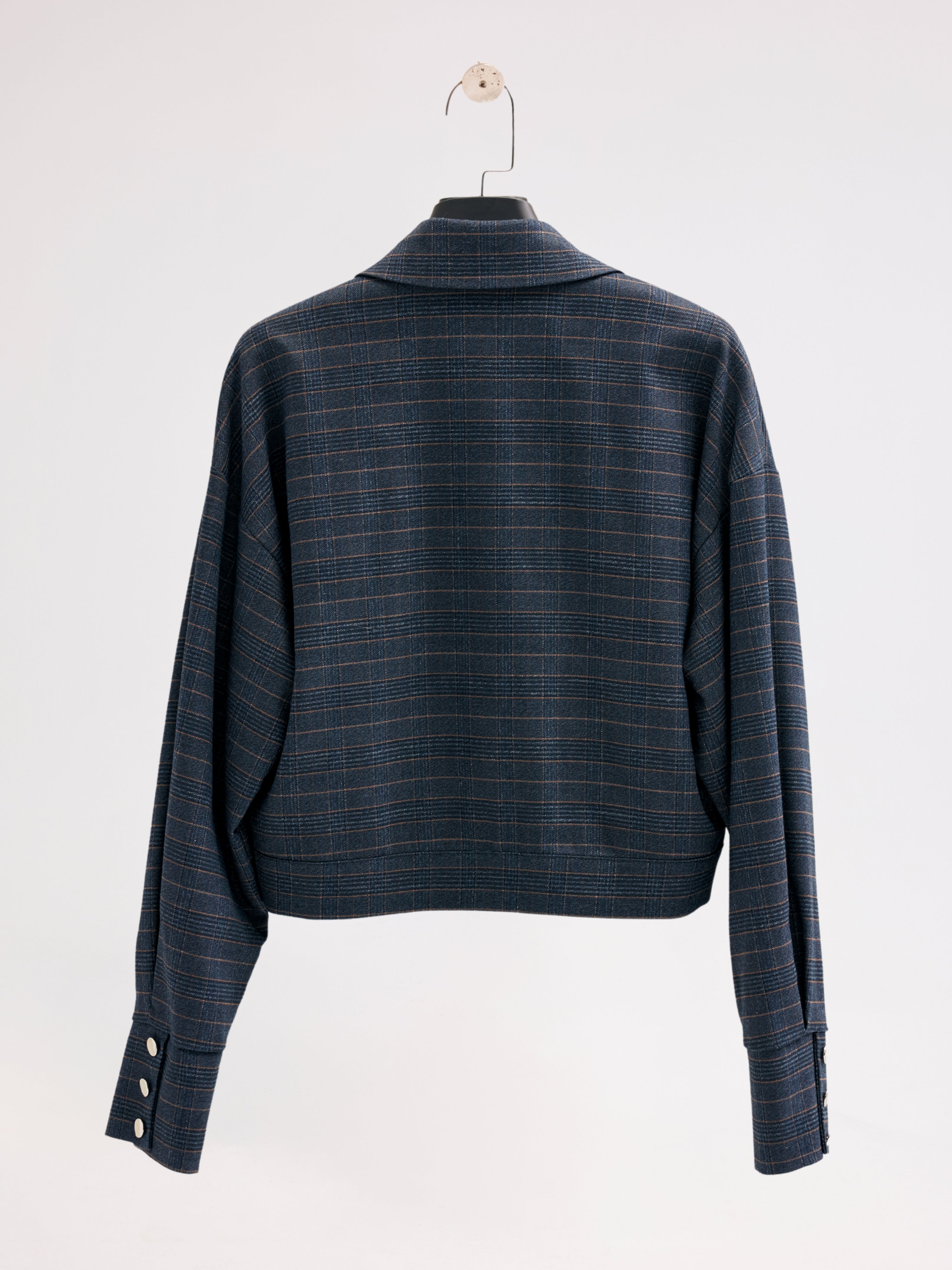 Diagonal-Ekose Bomber Ceket (Lacivert)-CEKET-4-Milagron.com