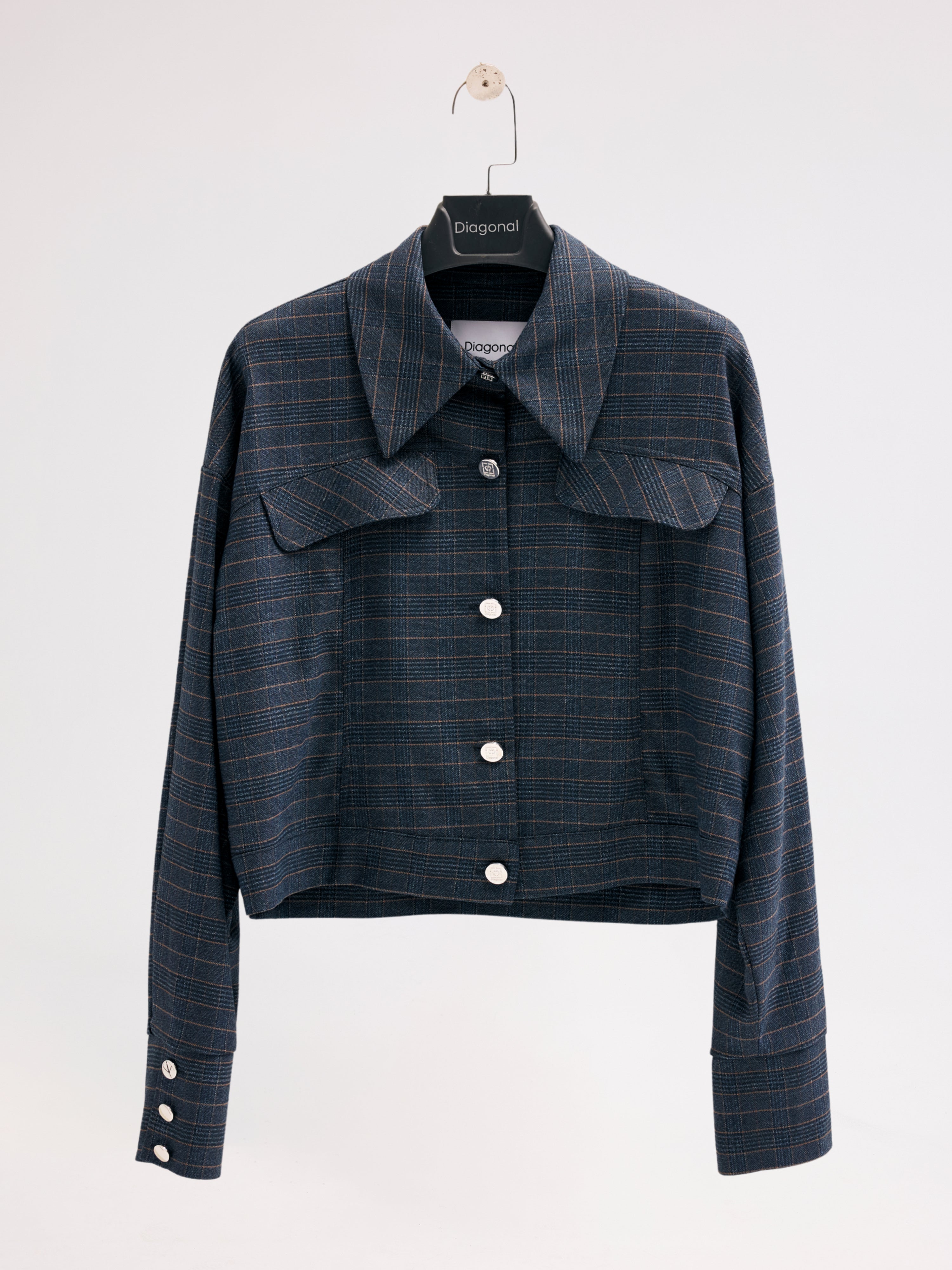 Diagonal-Ekose Bomber Ceket (Lacivert)-CEKET-5-Milagron.com