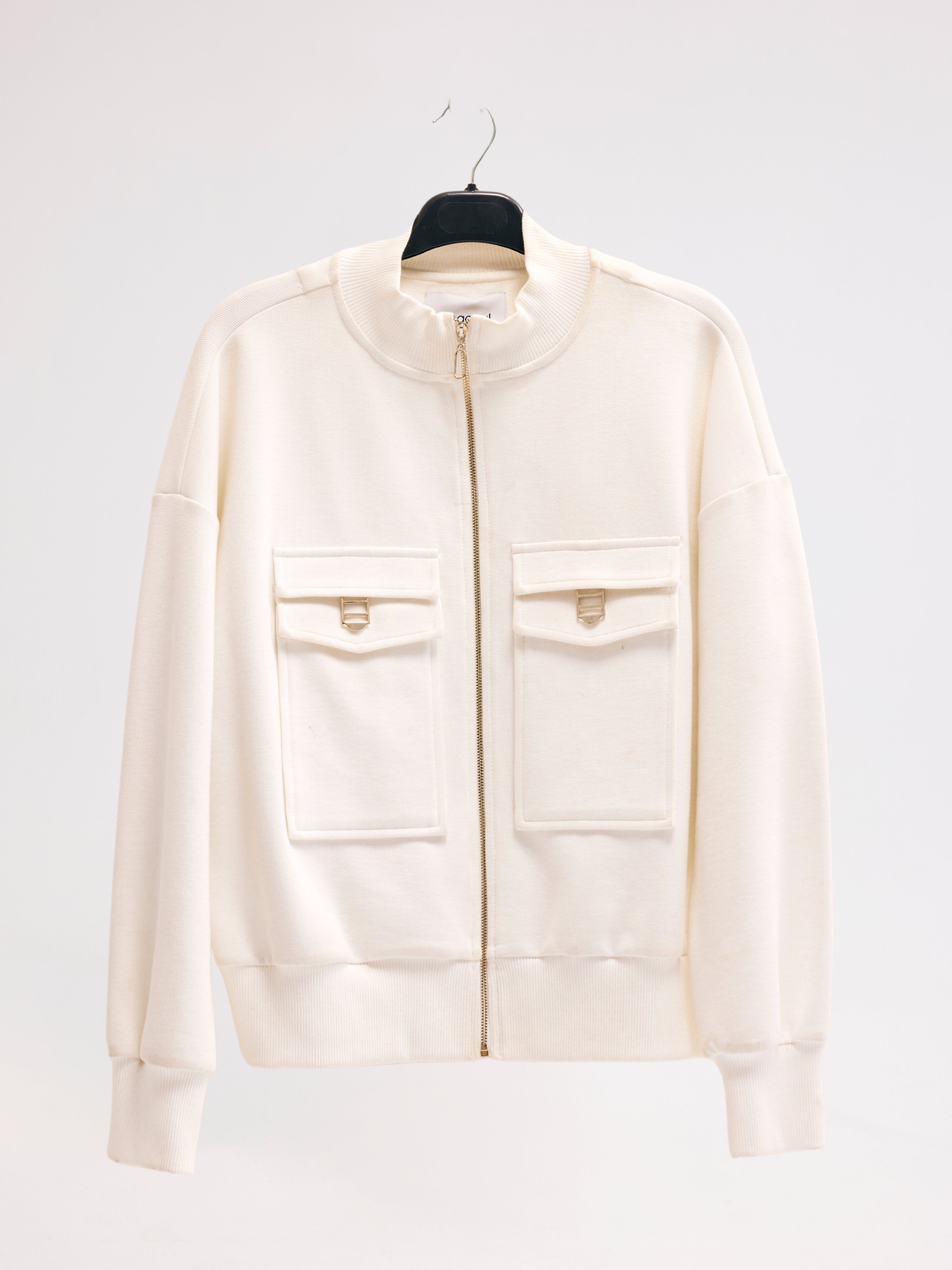 Diagonal-Fermuarlı Ekru Ceket-Ceket-7-Milagron.com
