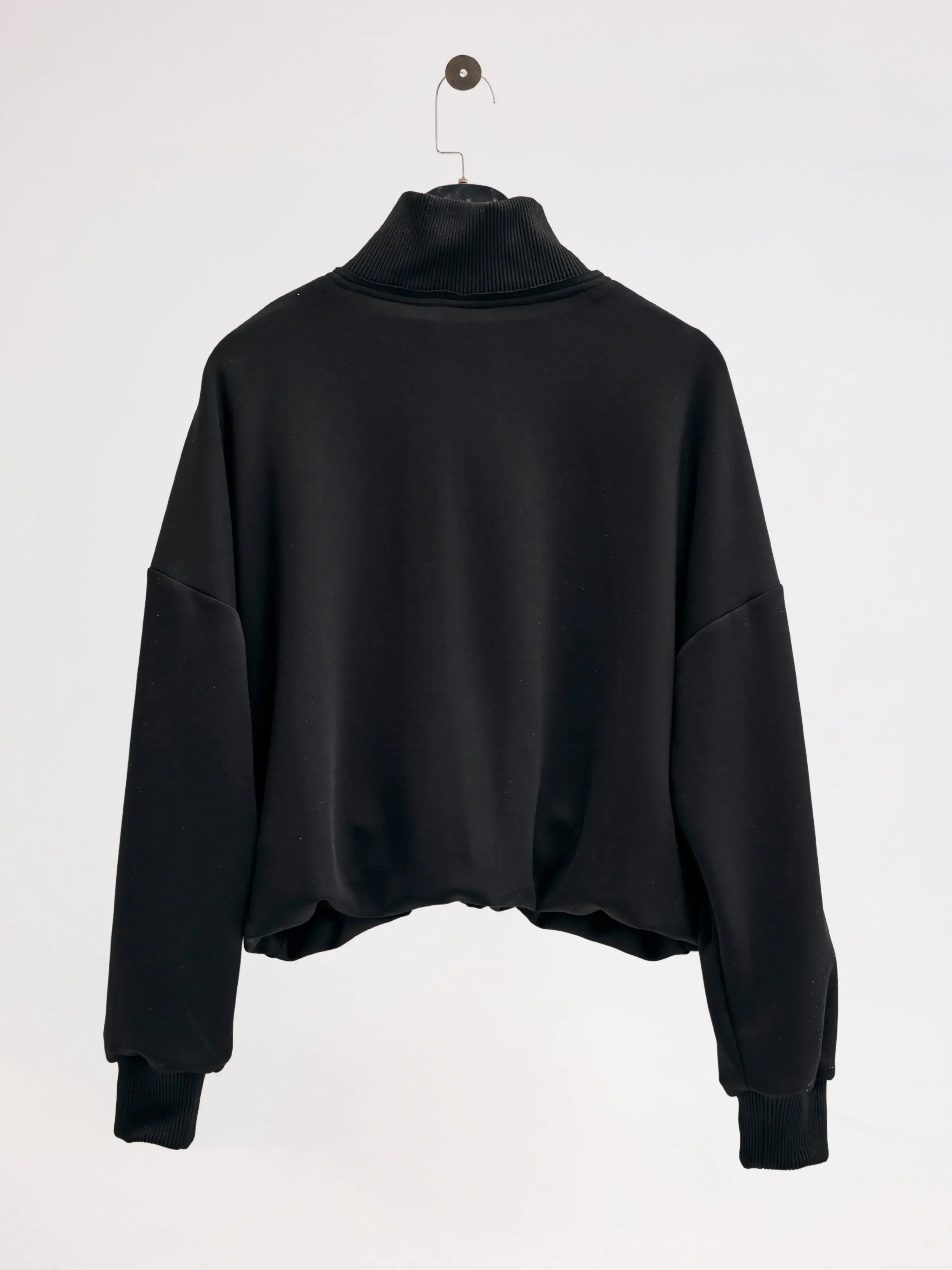 Diagonal-Fermuarlı Siyah Sweatshirt-SWEATSHIRT-5-Milagron.com