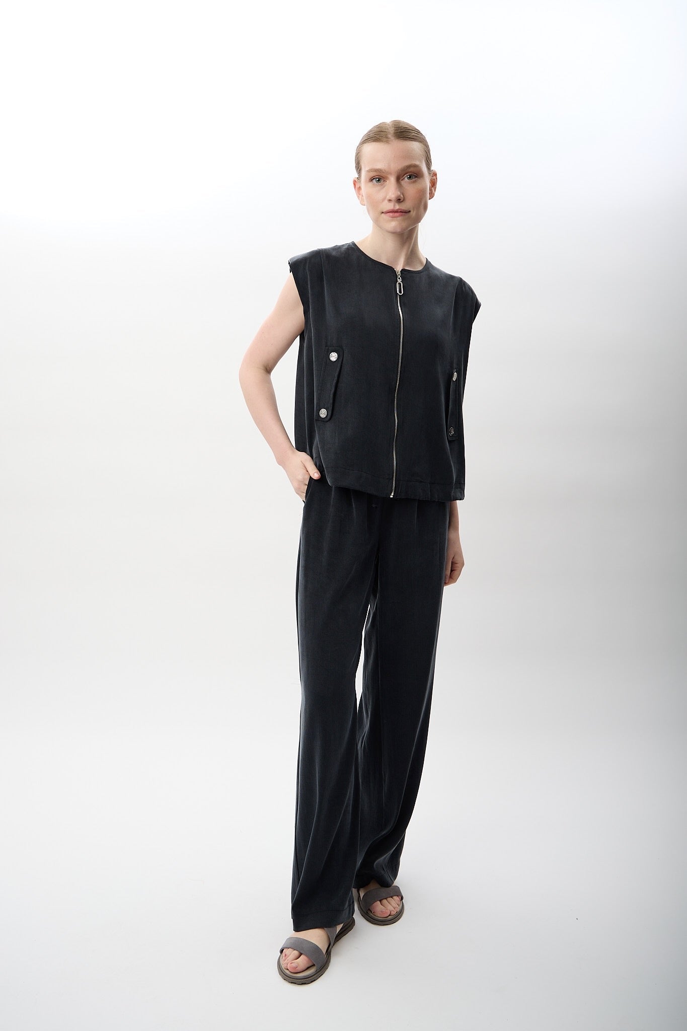 Diagonal-Geniş Paça Rahat Pantolon (Lacivert)-PANTOLON-3-Milagron.com