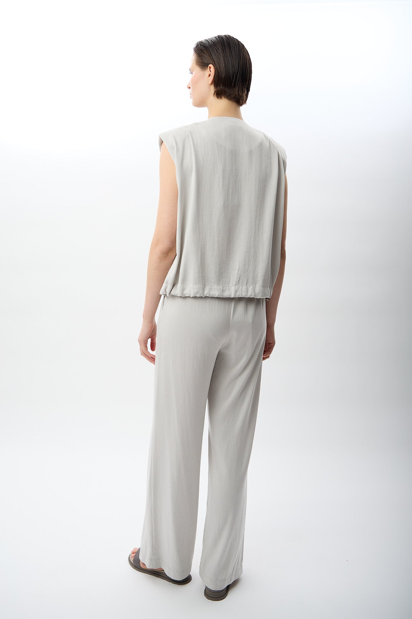 Diagonal-Geniş Paça Rahat Pantolon (Gri)-PANTOLON-8-Milagron.com