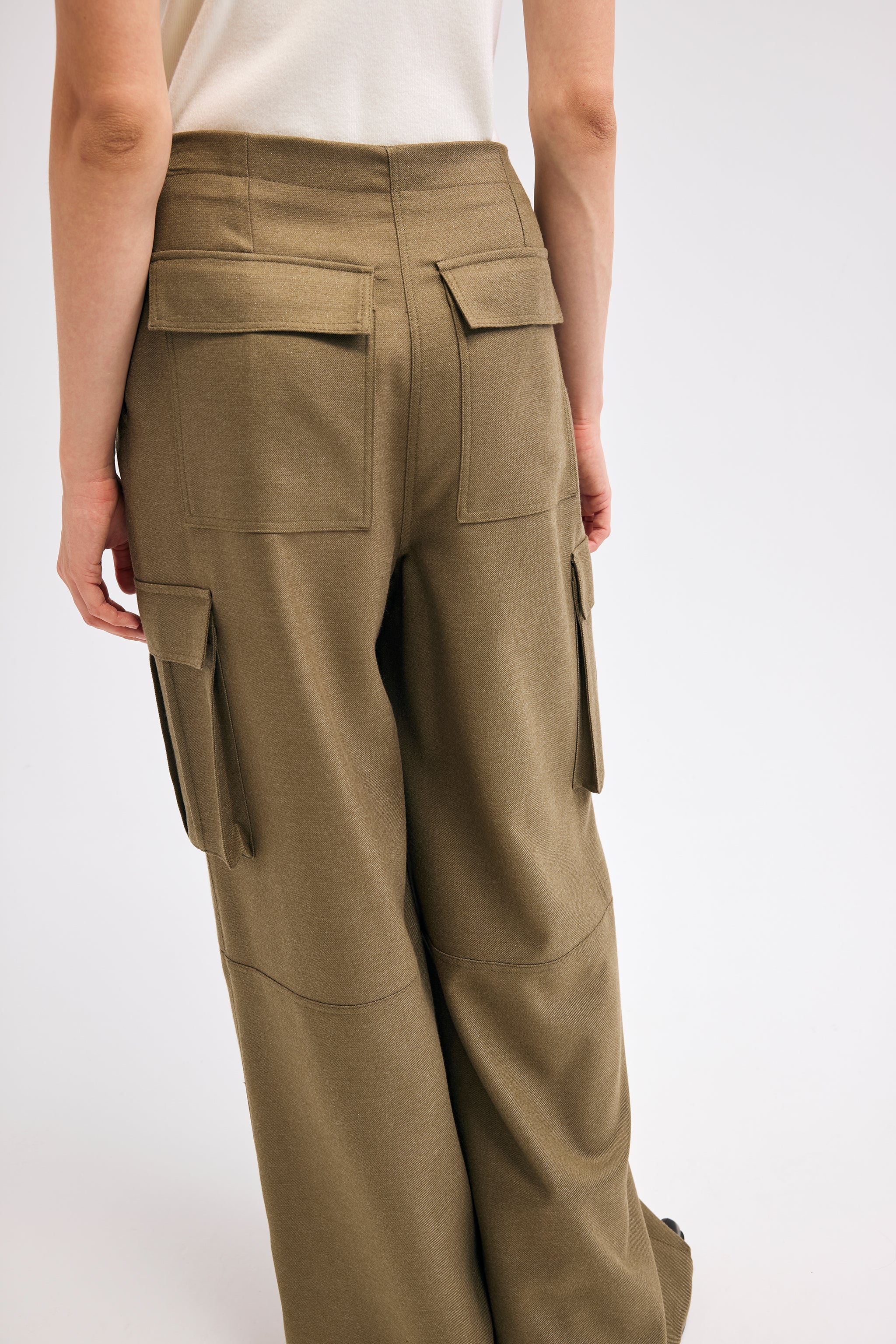 Diagonal-Yandan Cepli Kargo Pantolon (Haki)-PANTOLON-3-Milagron.com