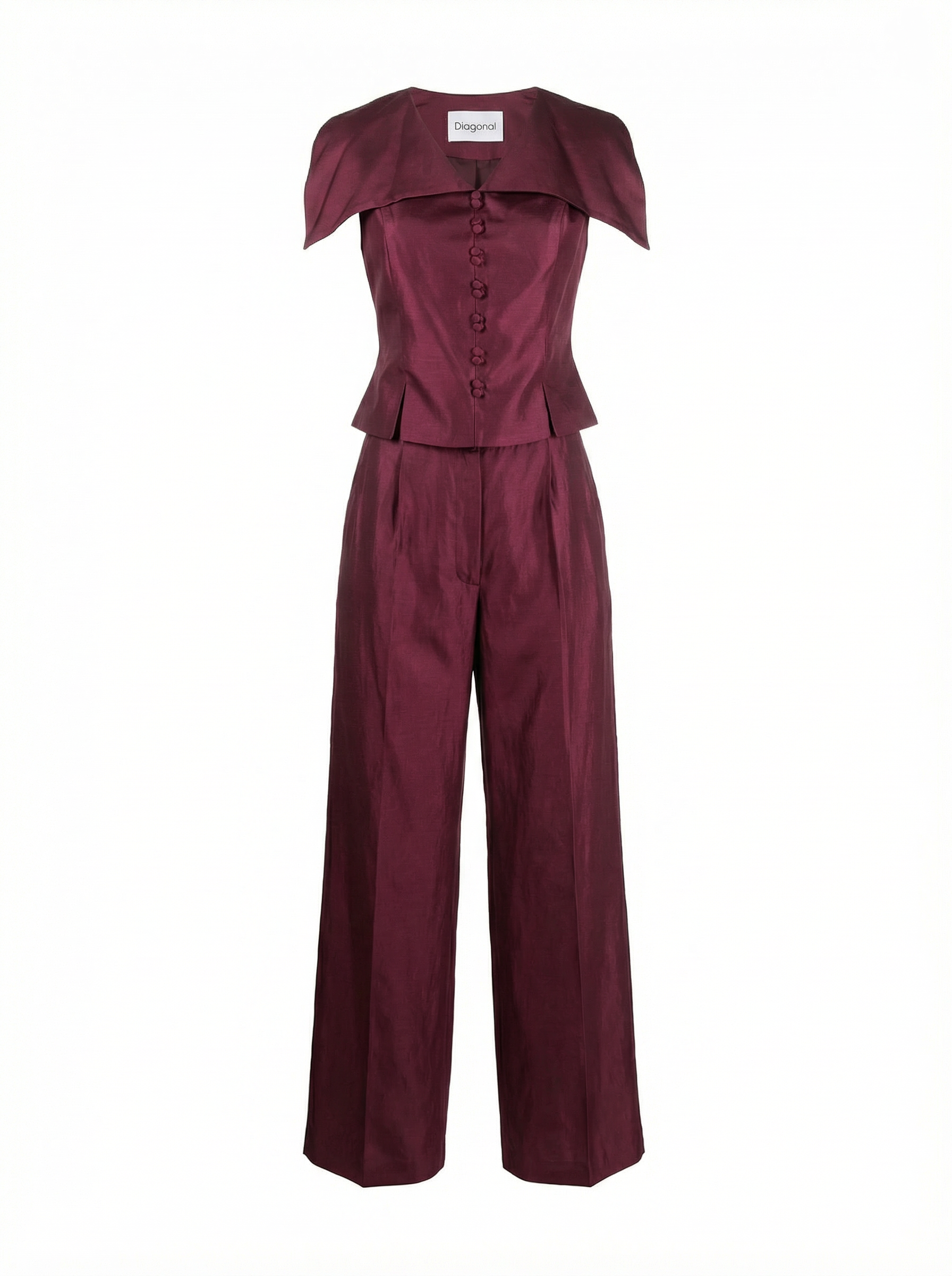 Halter Yaka Düğme Detaylı Bluz Bordo