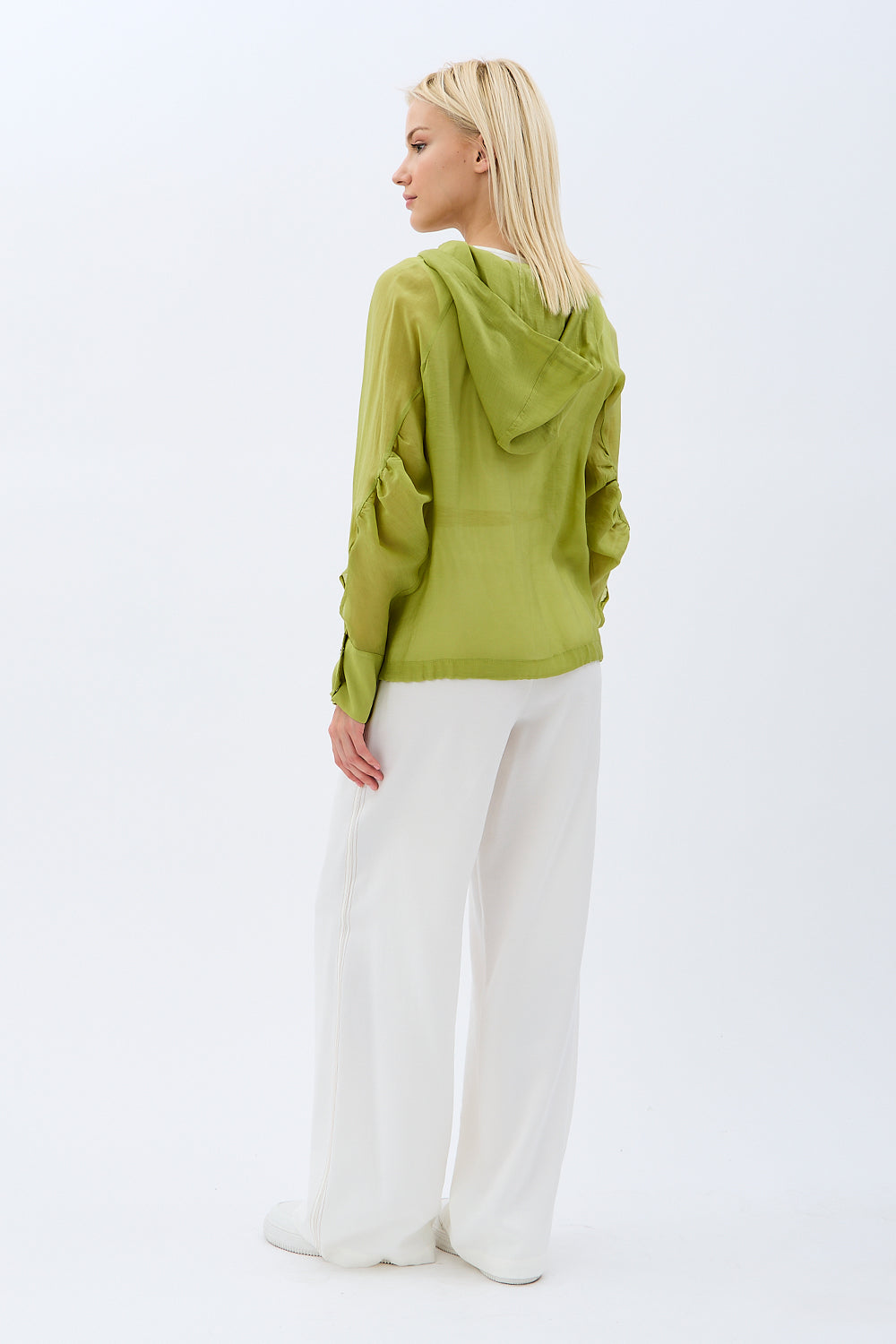 Diagonal-Kapüşonlu Bluz (Yeşil)-BLUZ-10-Milagron.com