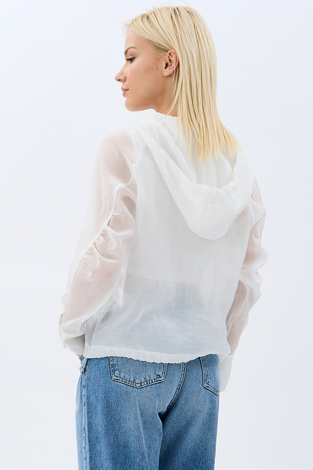 Diagonal-Kapüşonlu Bluz (Ekru)-BLUZ-5-Milagron.com