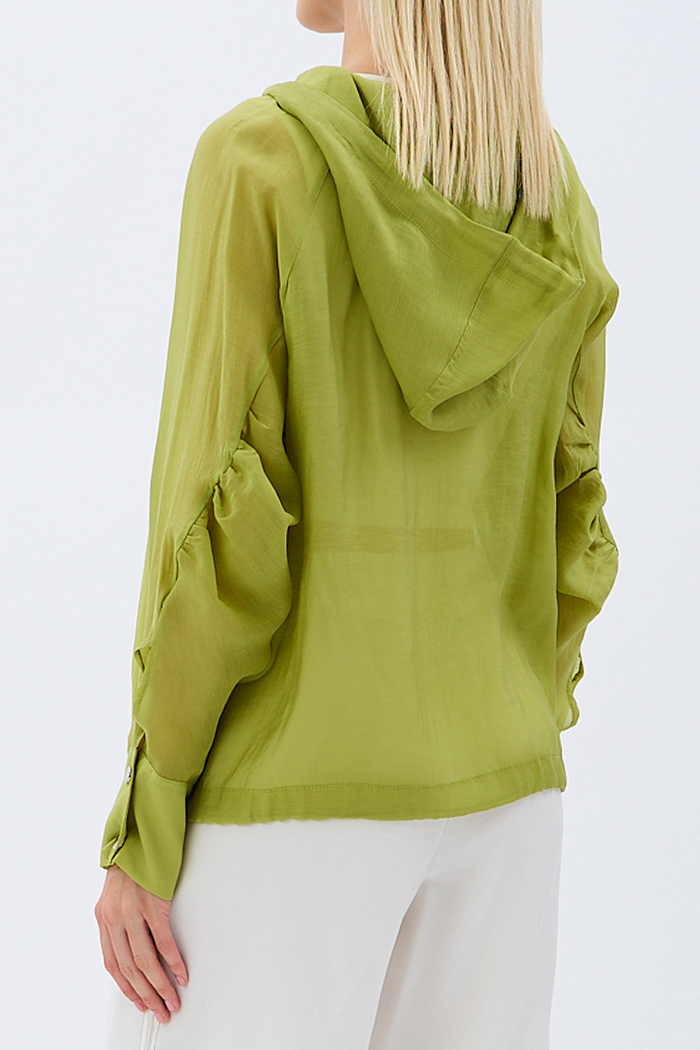 Diagonal-Kapüşonlu Bluz (Yeşil)-BLUZ-5-Milagron.com