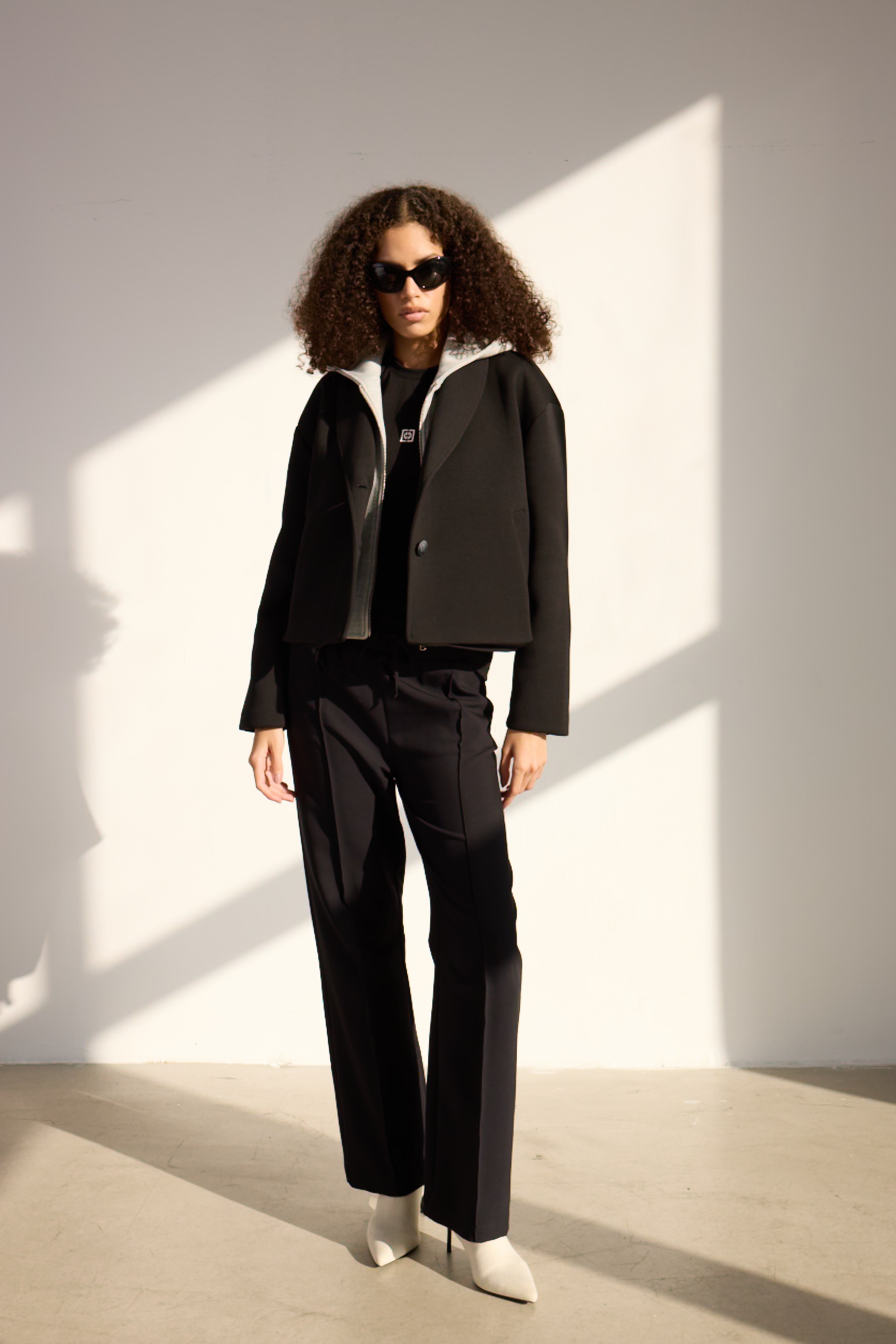 Diagonal-Kapüşonlu Ceket (Siyah)-CEKET-7-Milagron.com