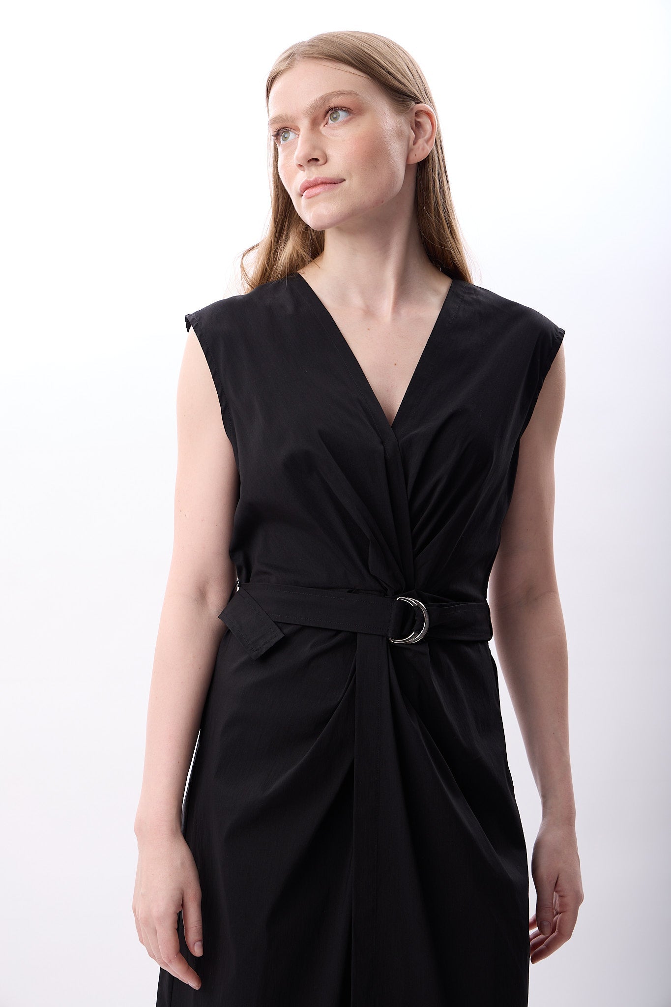 Diagonal-Kemer Detaylı Uzun Elbise-Elbise-8-Milagron.com