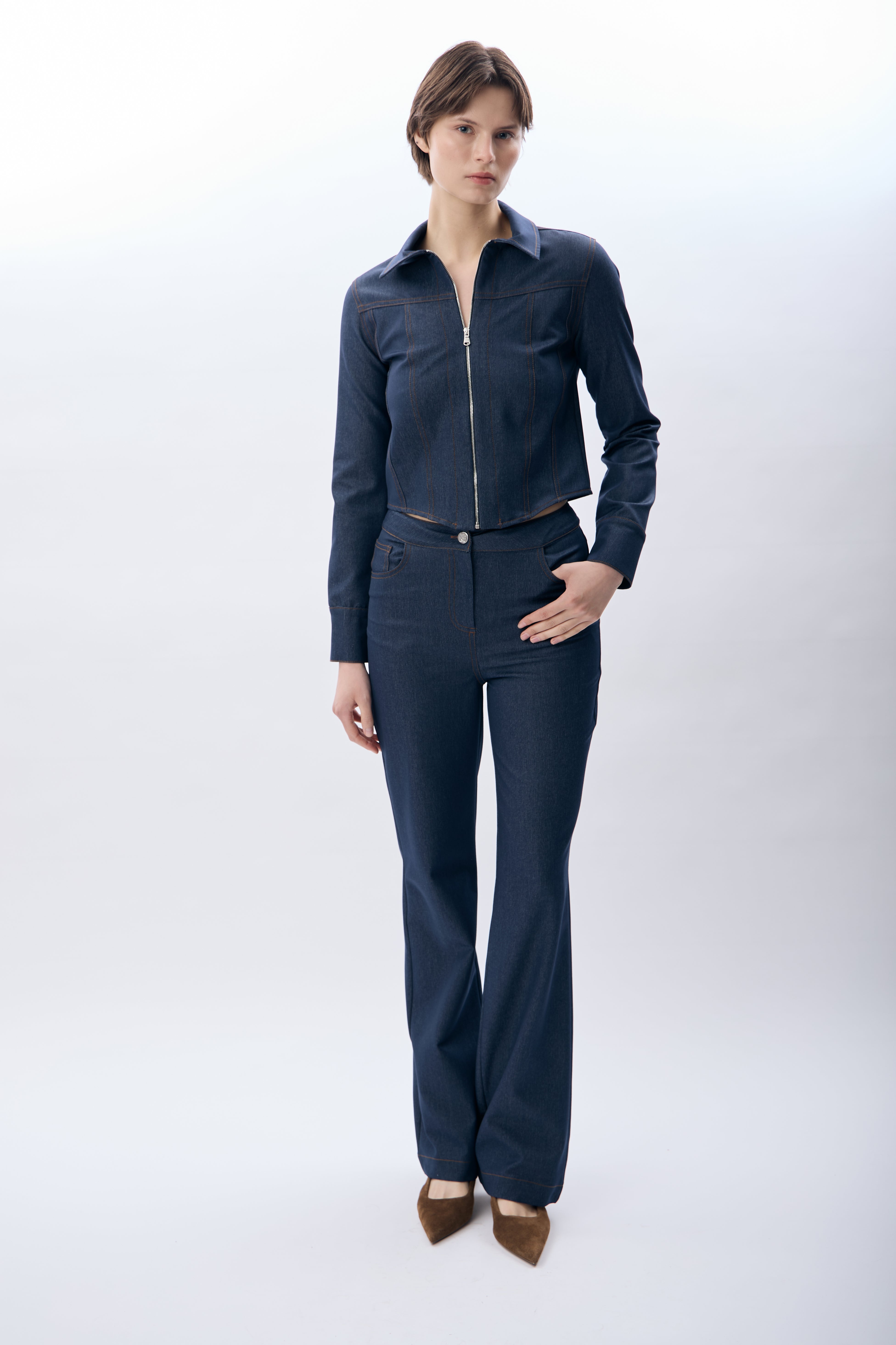 Diagonal-Kemerli Denim Pantolon-Pantolon-2-Milagron.com