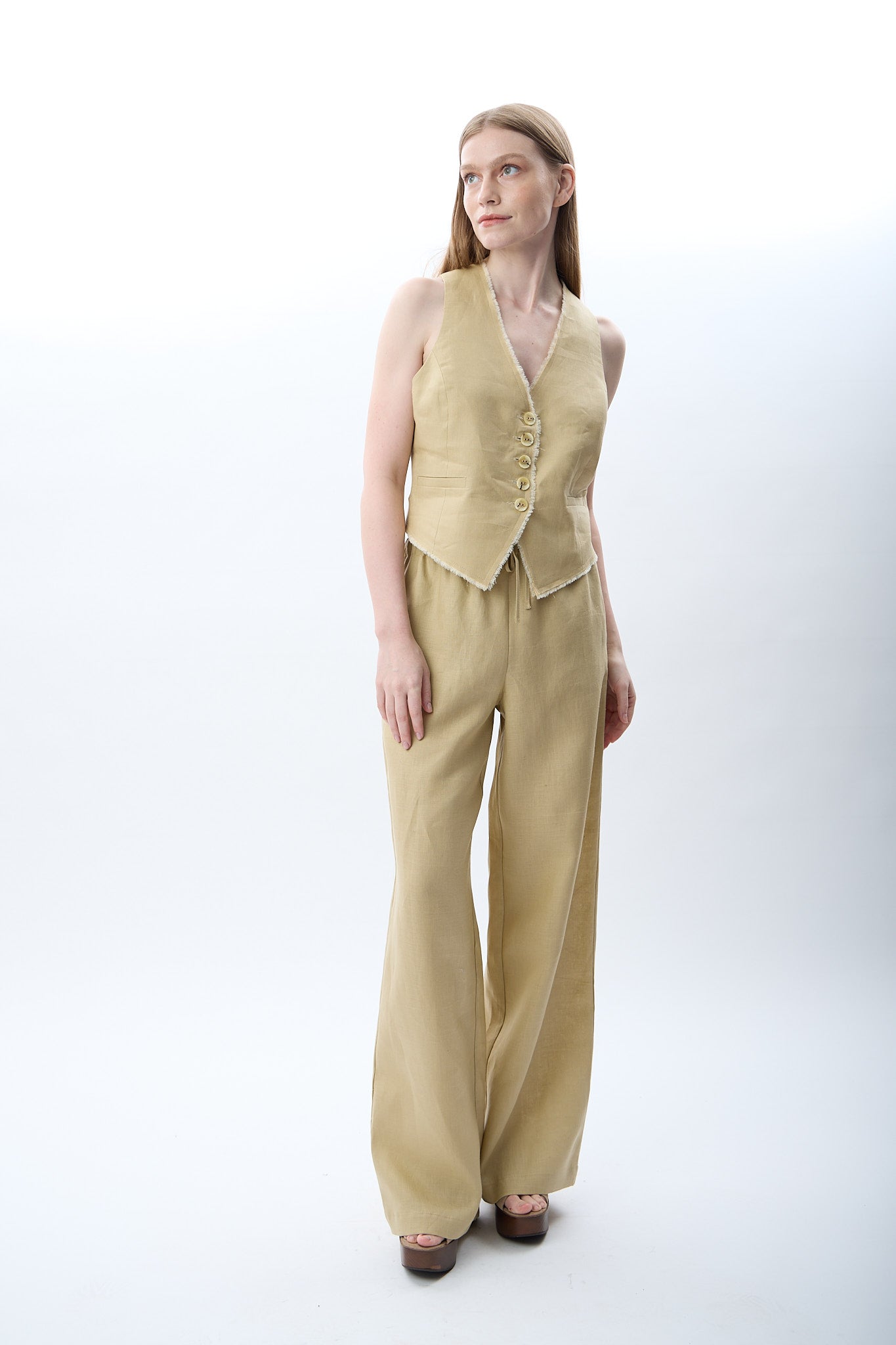 Diagonal-Keten Pantolon (Bej)-PANTOLON-14-Milagron.com