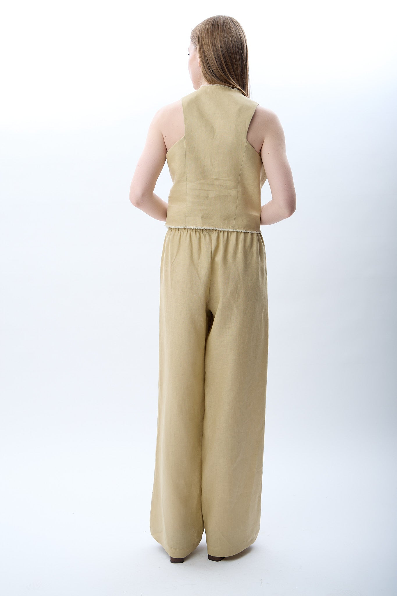 Diagonal-Keten Pantolon (Bej)-PANTOLON-15-Milagron.com