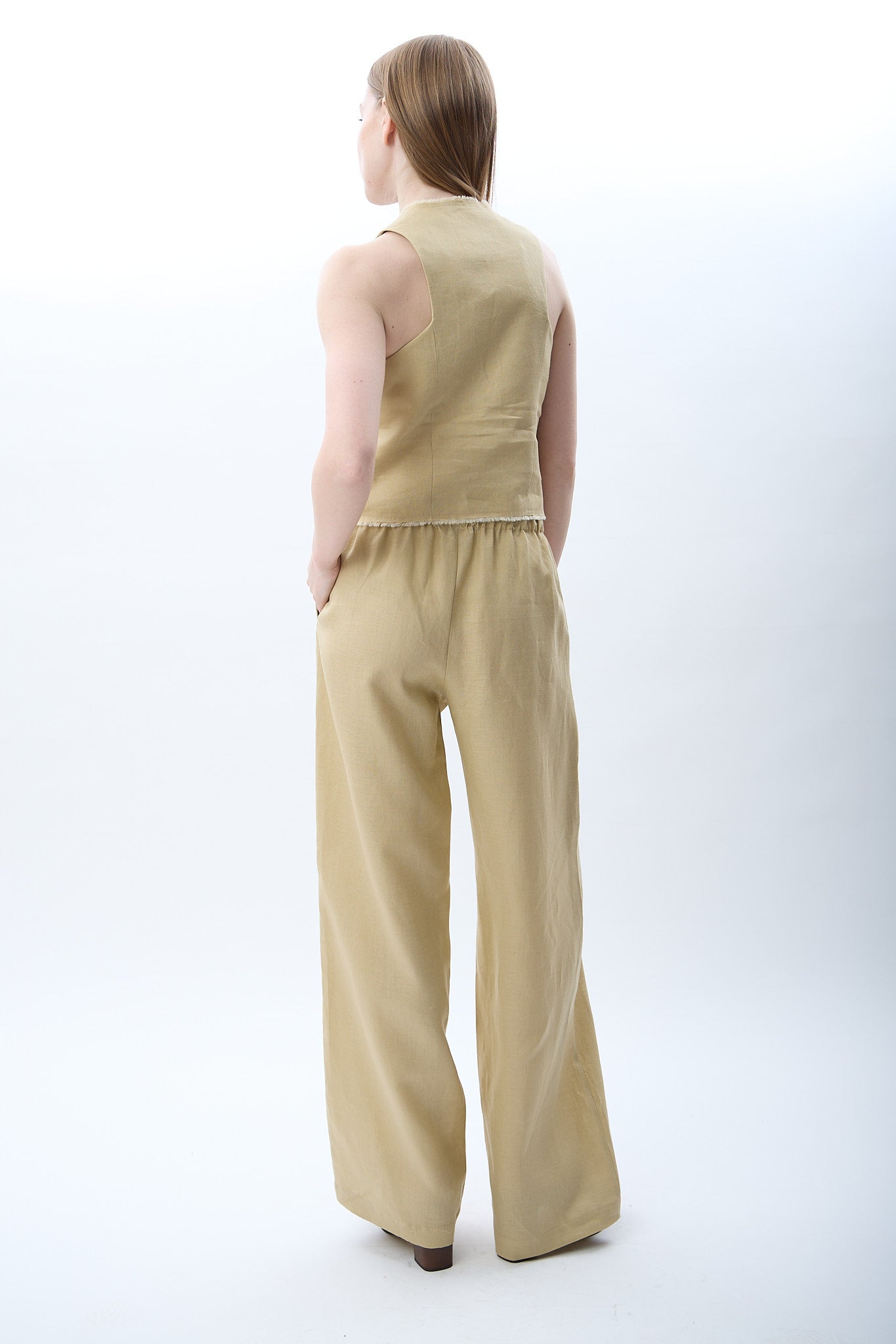 Diagonal-Keten Pantolon (Bej)-PANTOLON-17-Milagron.com