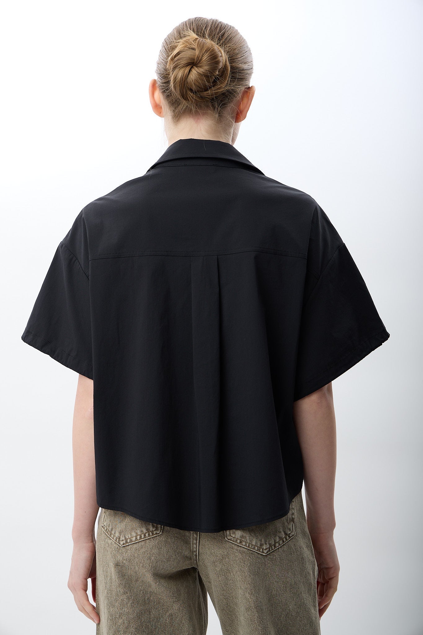 Diagonal-Kısa Kollu Crop Gömlek-Gömlek-5-Milagron.com