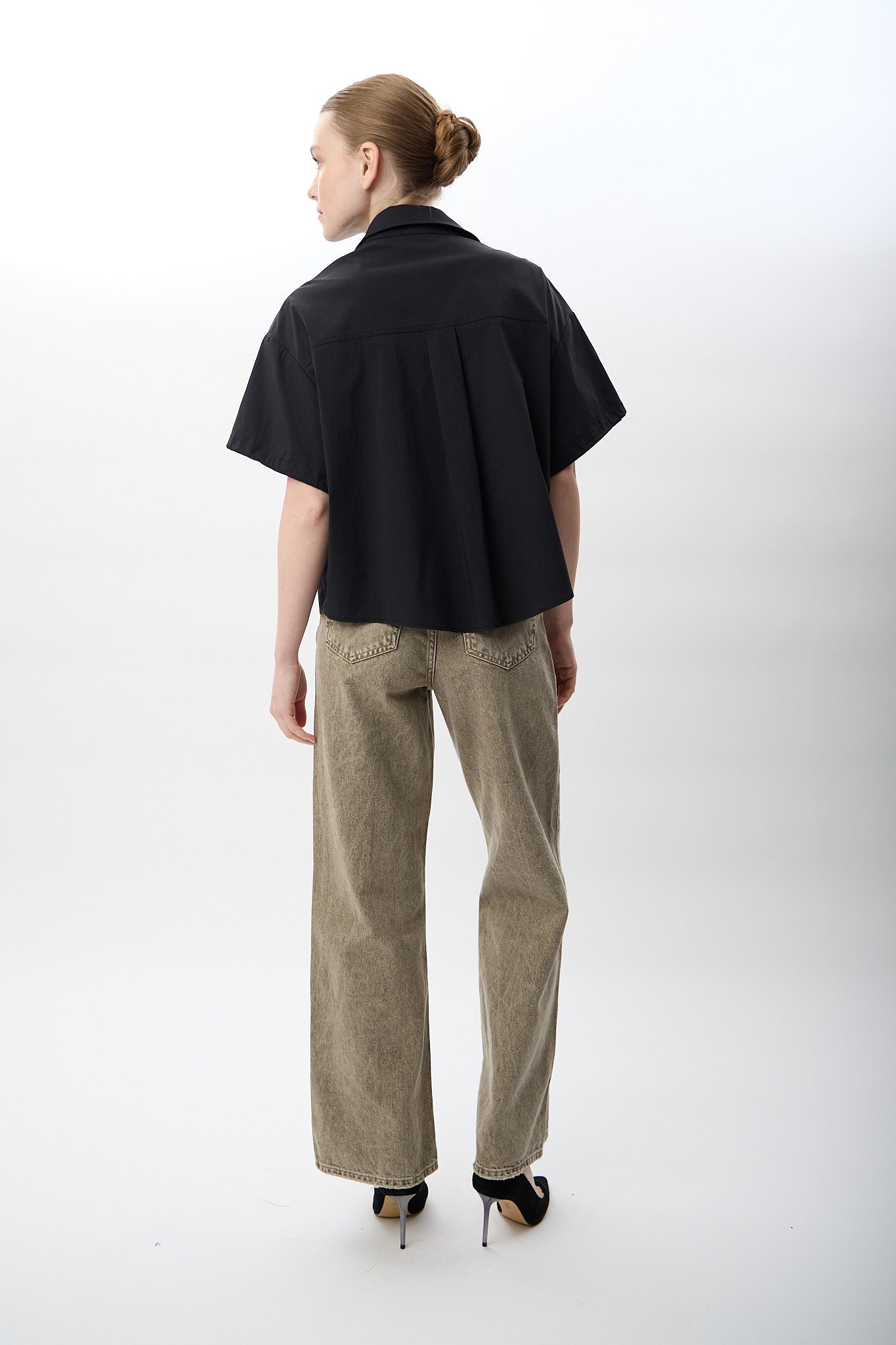 Diagonal-Kısa Kollu Crop Gömlek-Gömlek-7-Milagron.com