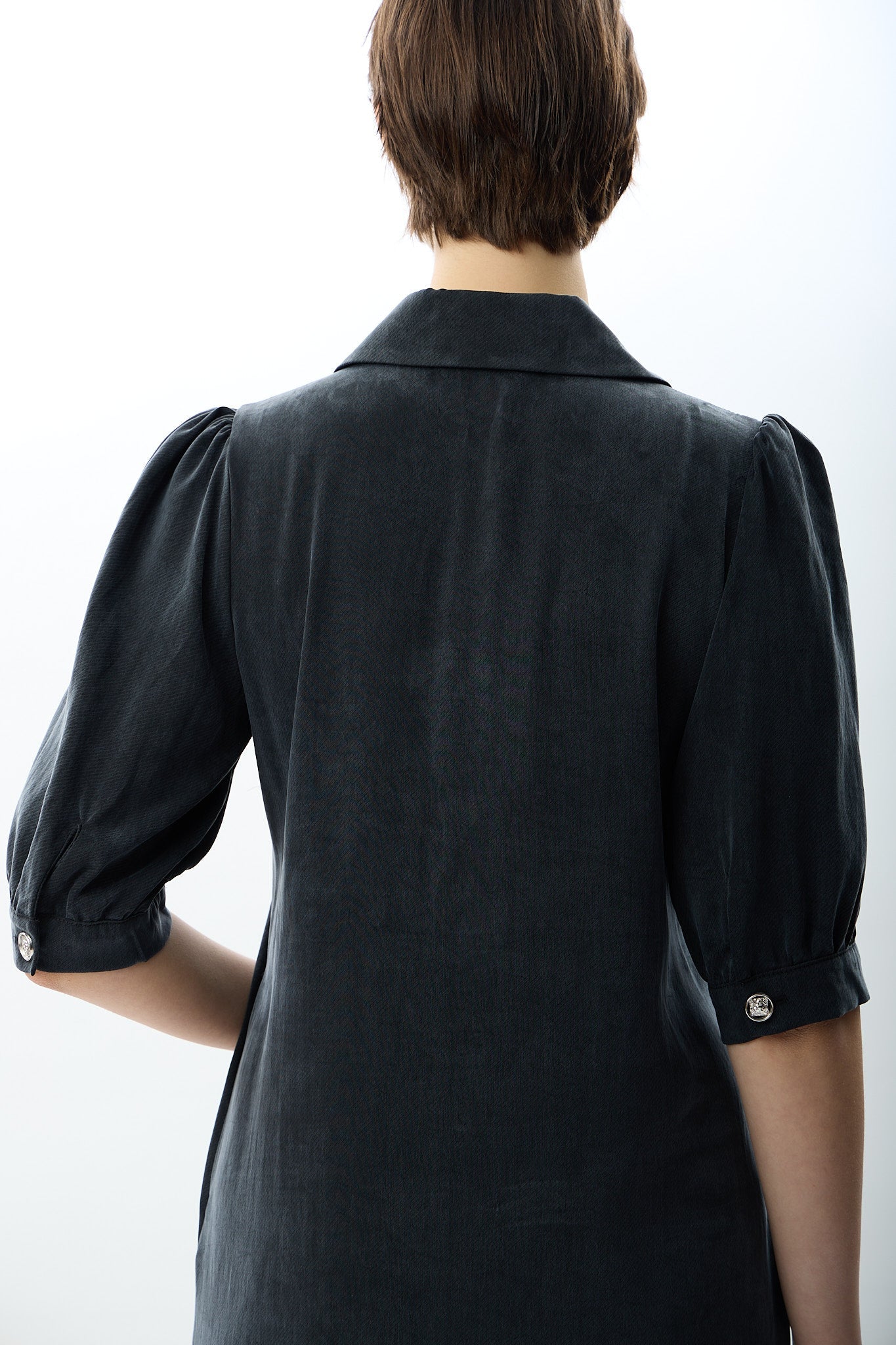 Diagonal-Kısa Kollu Gömlek Elbise-Elbise-5-Milagron.com