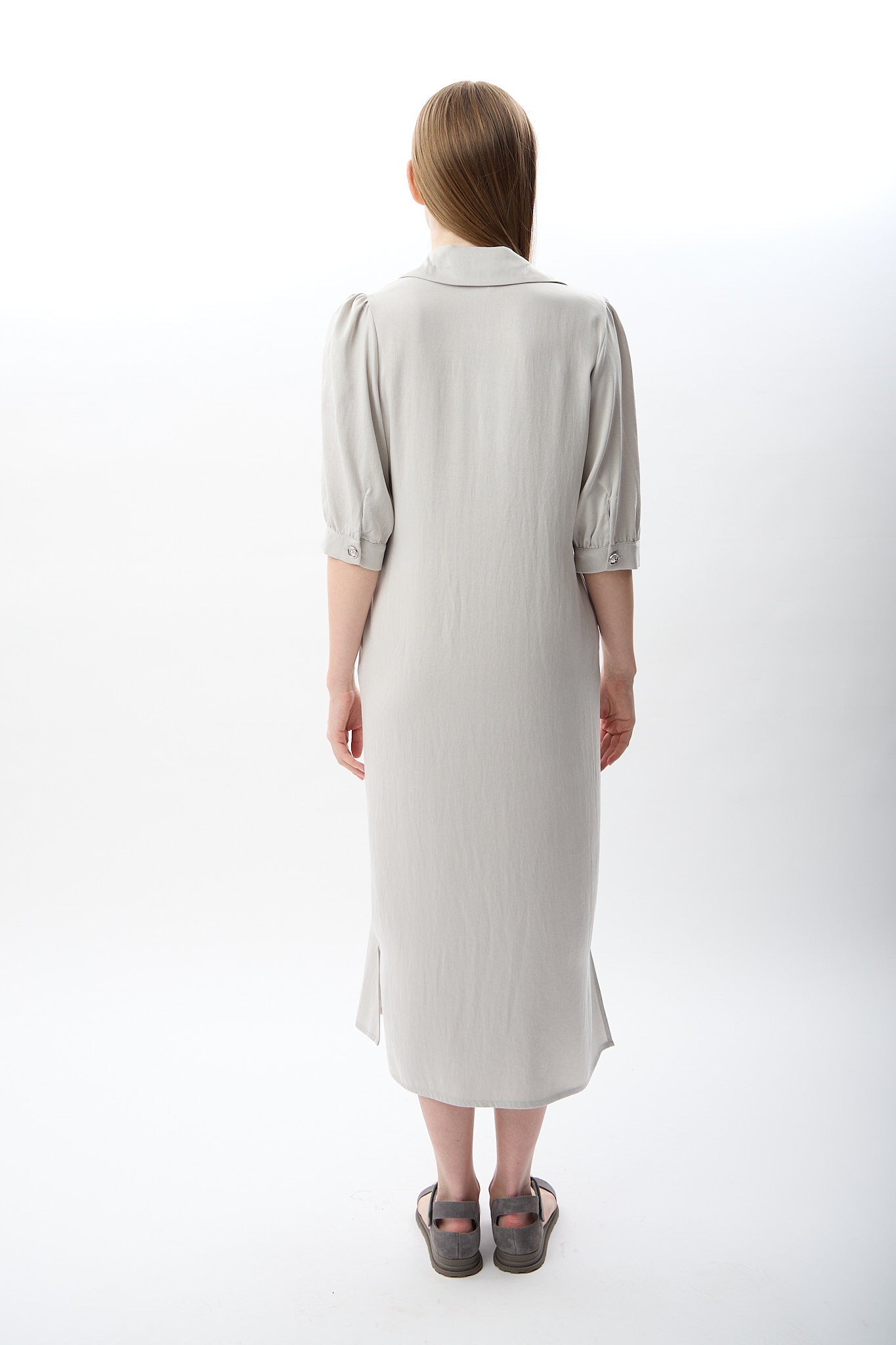 Diagonal-Kısa Kollu Gömlek Elbise-Elbise-5-Milagron.com