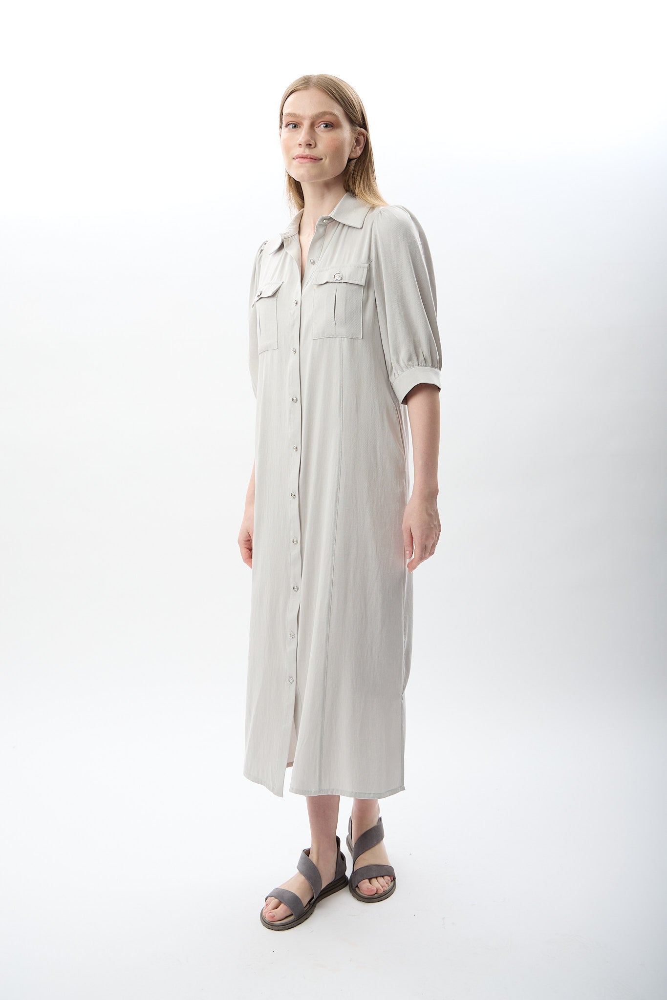 Diagonal-Kısa Kollu Gömlek Elbise-Elbise-7-Milagron.com