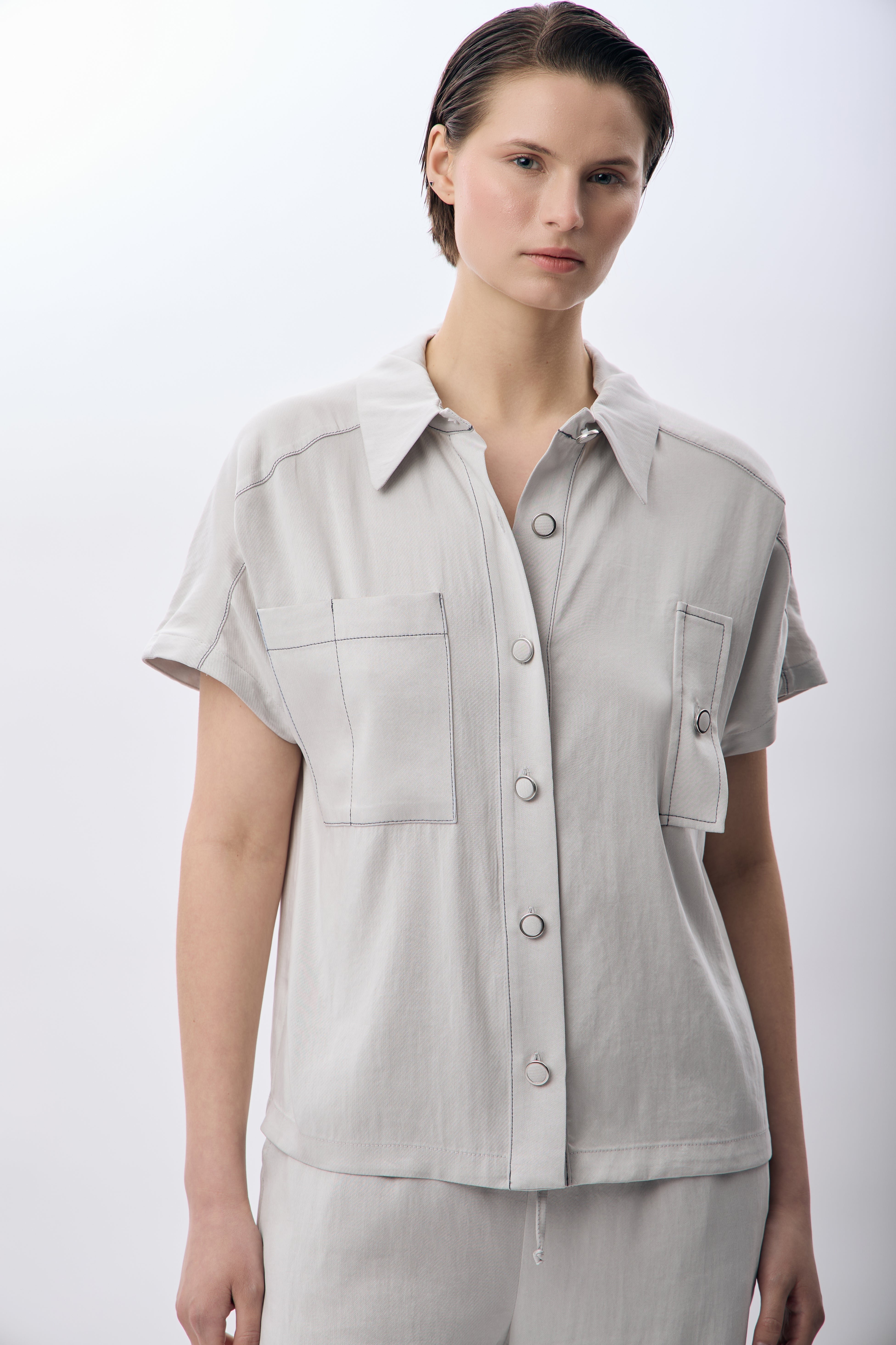 Diagonal-Kısa Kollu Kapak Cepli Gömlek-Gömlek-1-Milagron.com