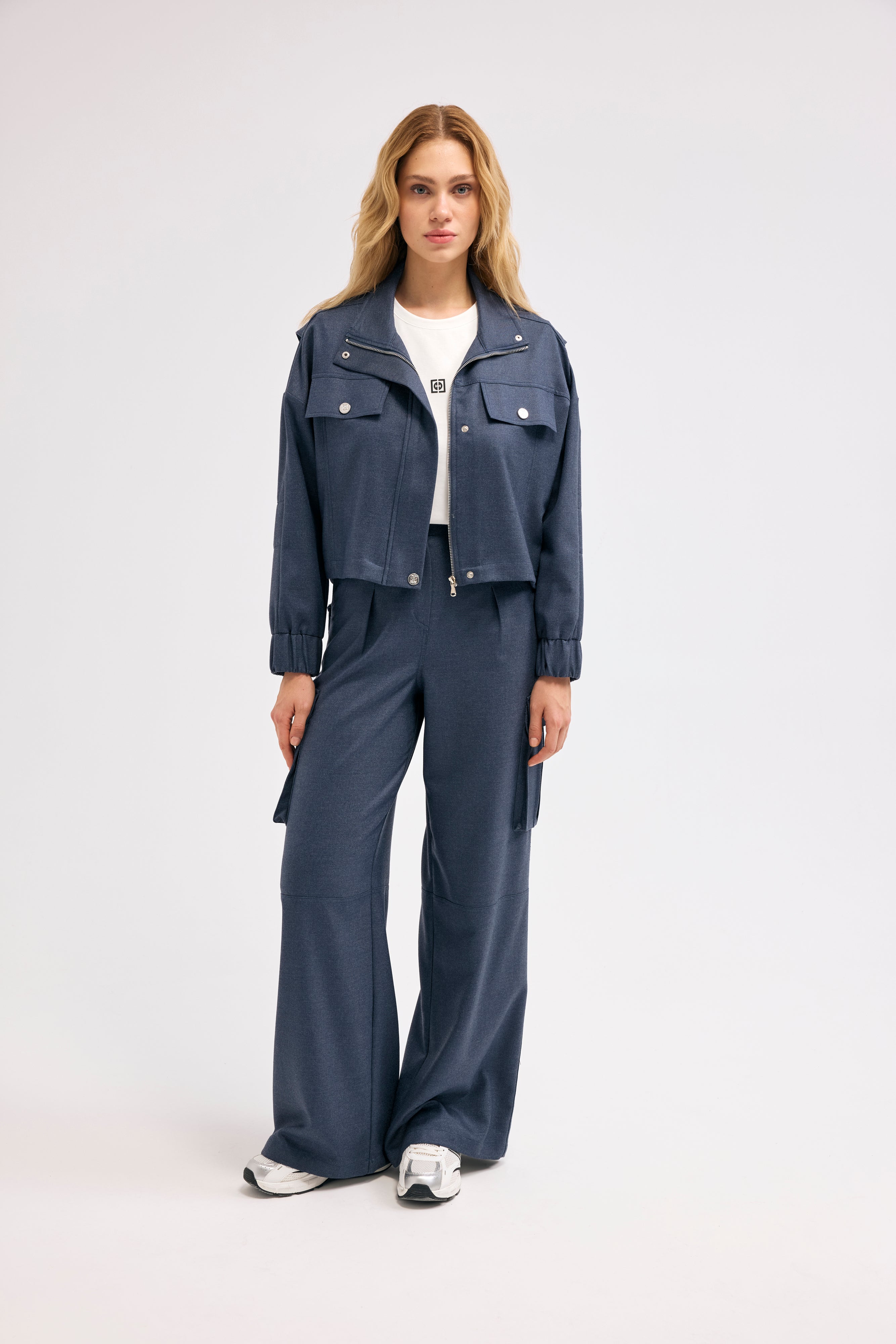 Diagonal-Yandan Cepli Kargo Pantolon (Lacivert)-PANTOLON-5-Milagron.com