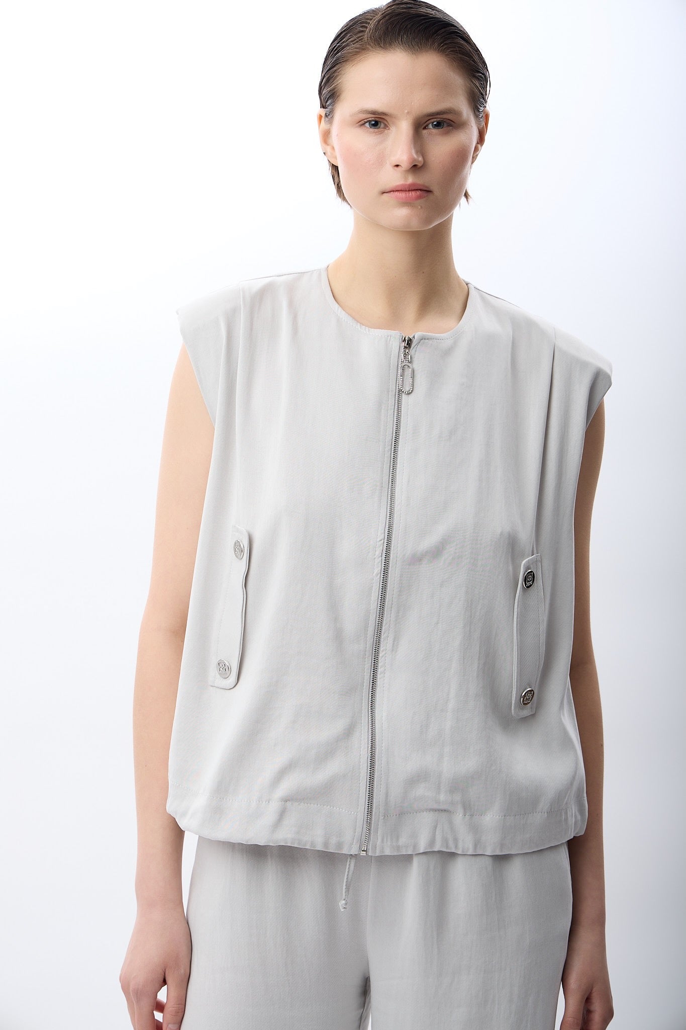 Diagonal-Metal çıtçıtlı Kısa Yelek-Yelek-7-Milagron.com