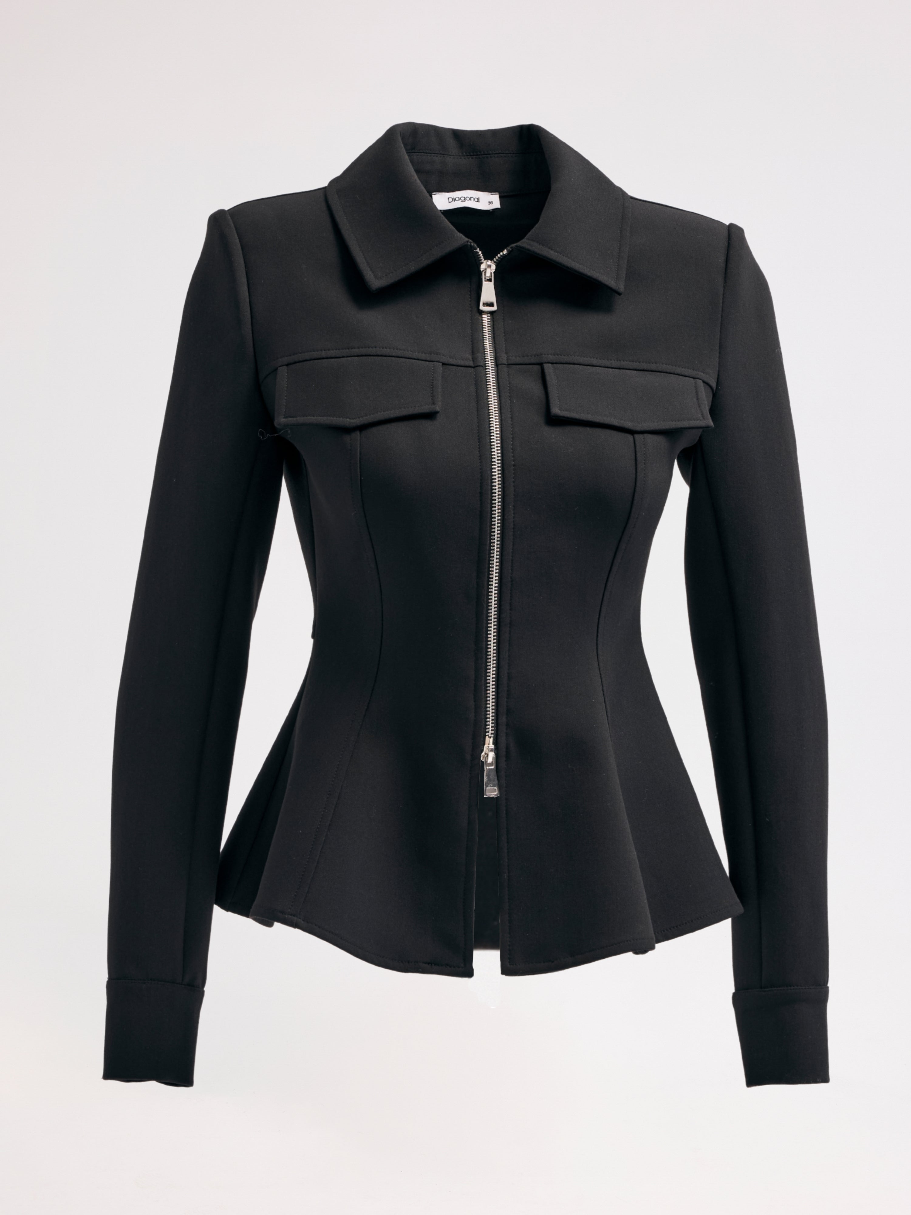 Diagonal-Fermuarlı Blazer Ceket-Ceket-10-Milagron.com