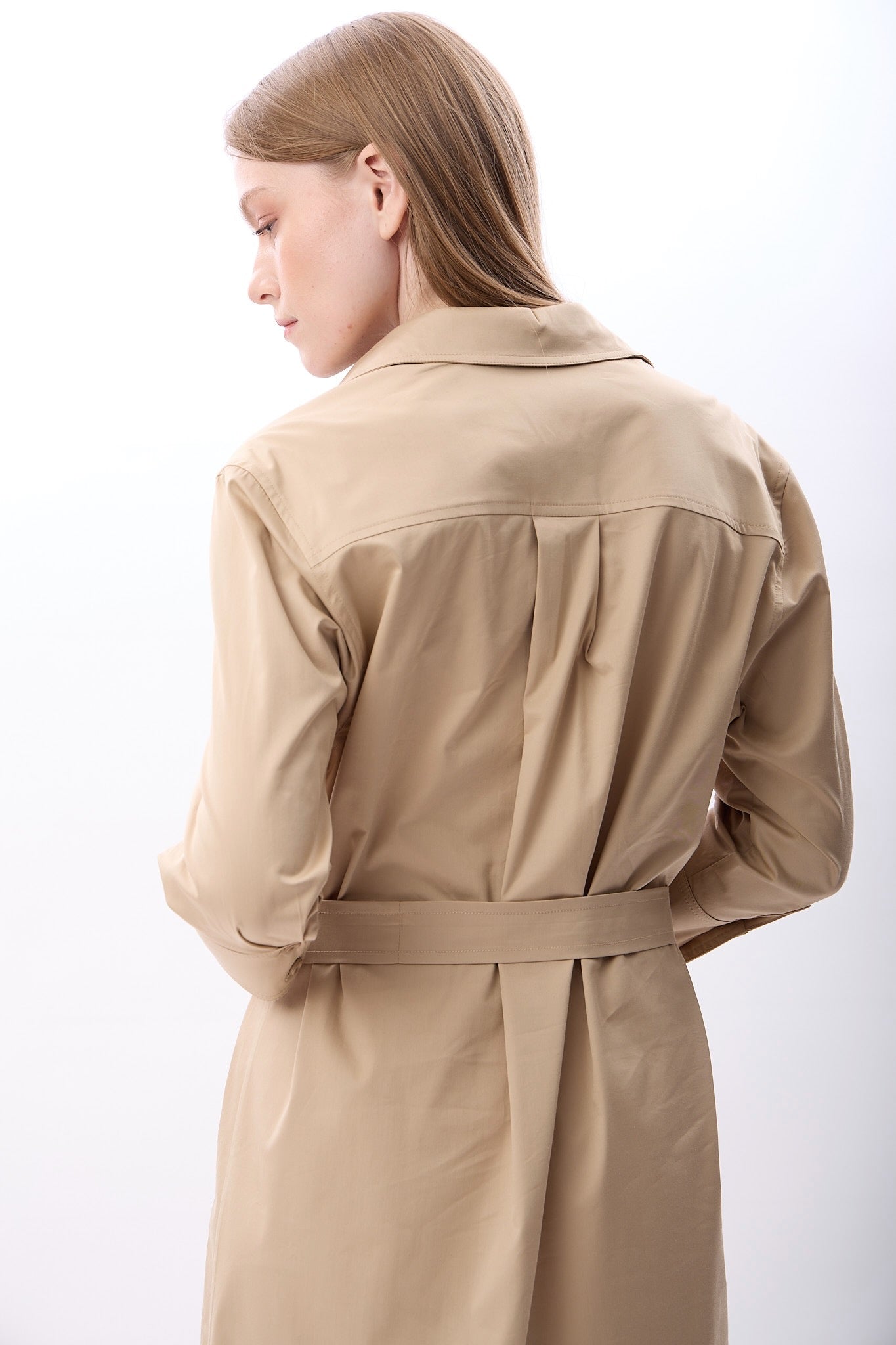 Diagonal-Taş Detaylı Gömlek Elbise-Elbise-3-Milagron.com