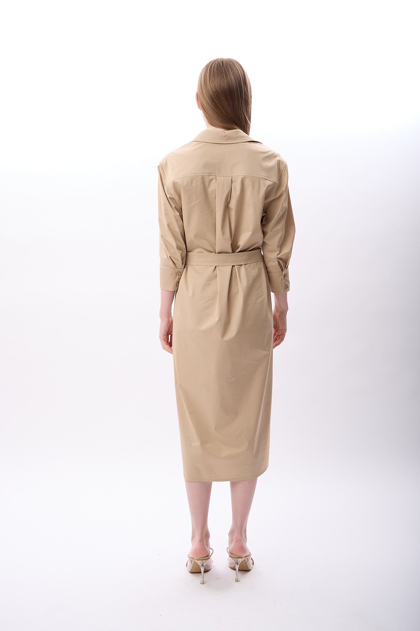 Diagonal-Taş Detaylı Gömlek Elbise-Elbise-8-Milagron.com