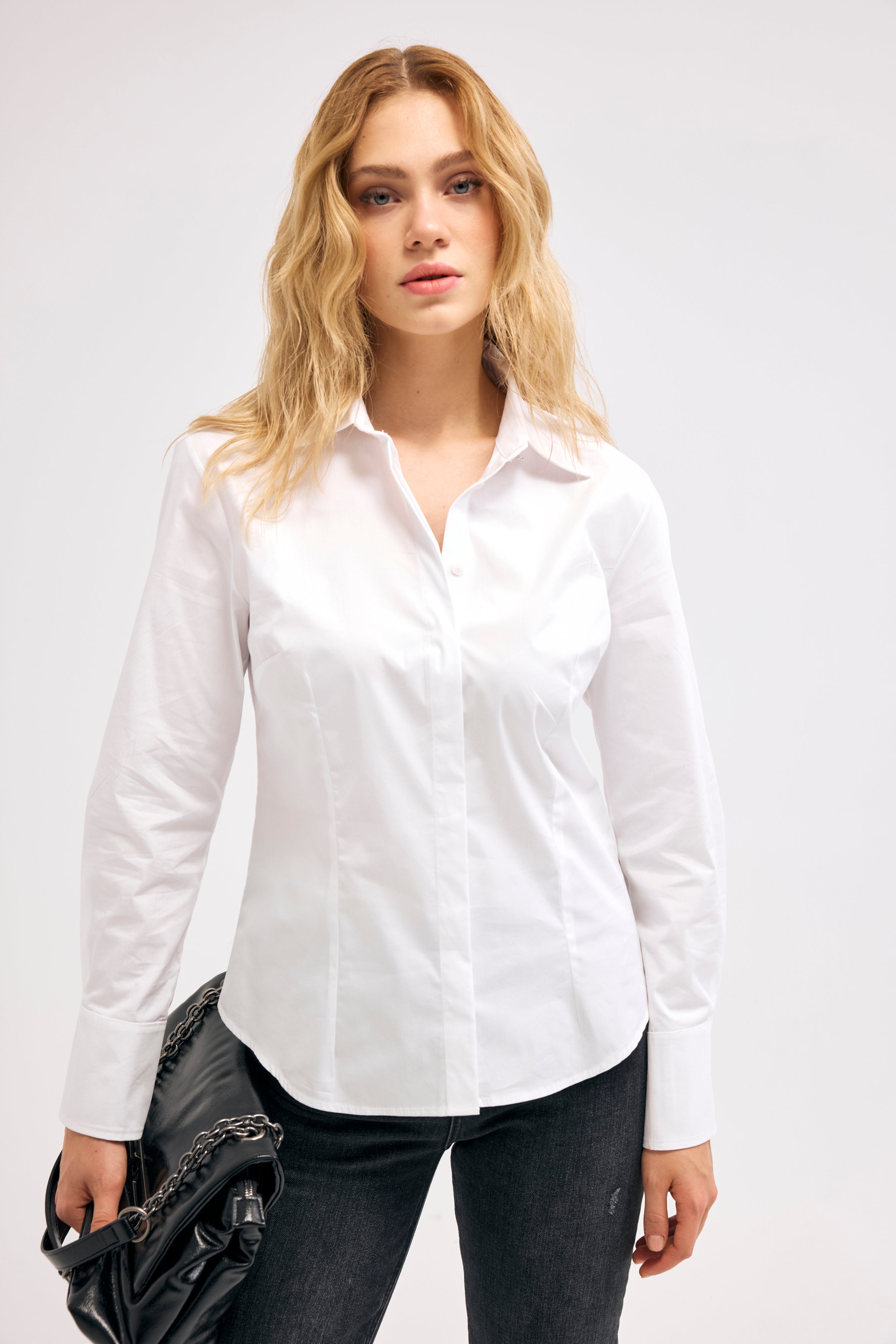 Diagonal-Tasarım Düğmeli Gömlek-Gömlek-1-Milagron.com